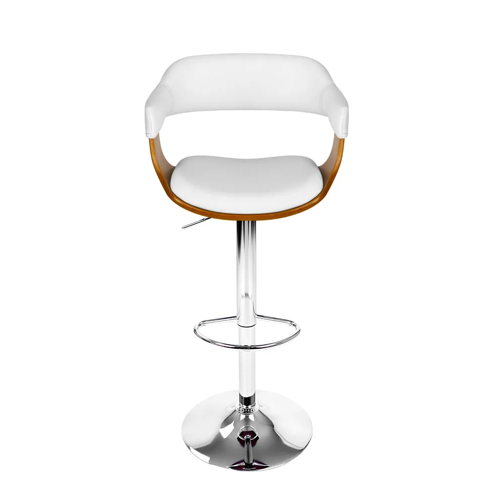 110cm Chalcis Wooden PU Leather Bar Stool - White & Wood