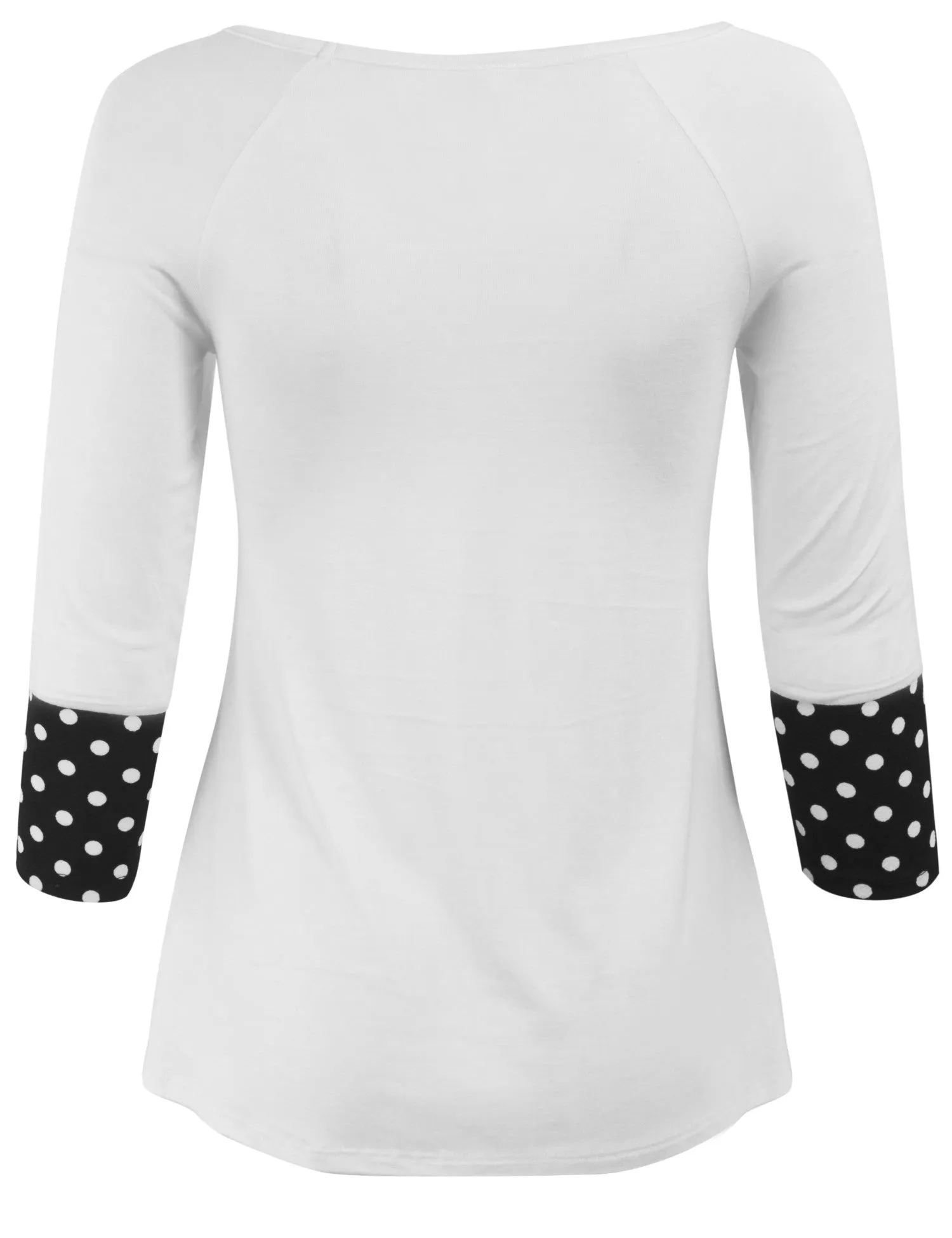 3/4 Sleeve Fashion T shirts Top with Polka Dot Sleeve