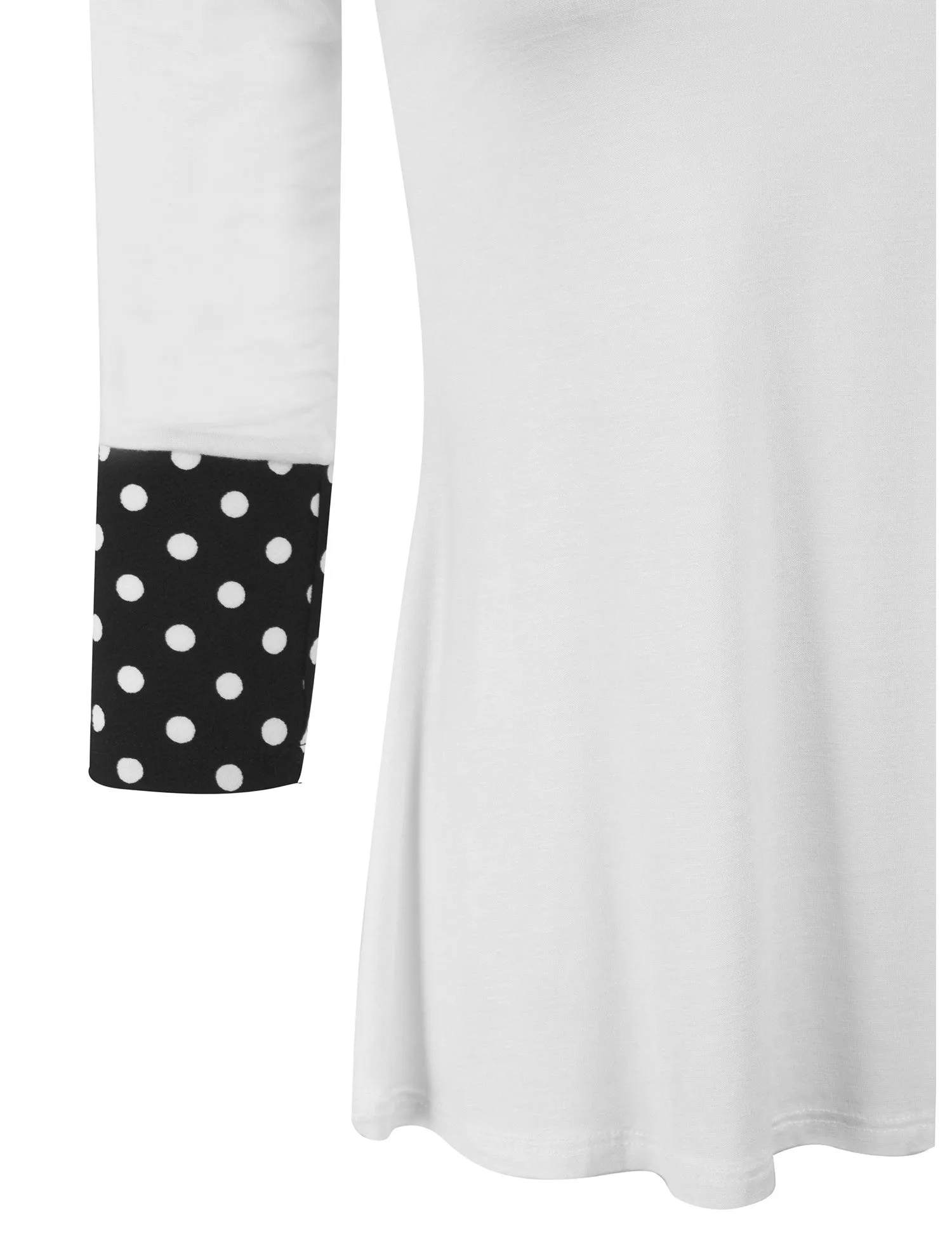 3/4 Sleeve Fashion T shirts Top with Polka Dot Sleeve