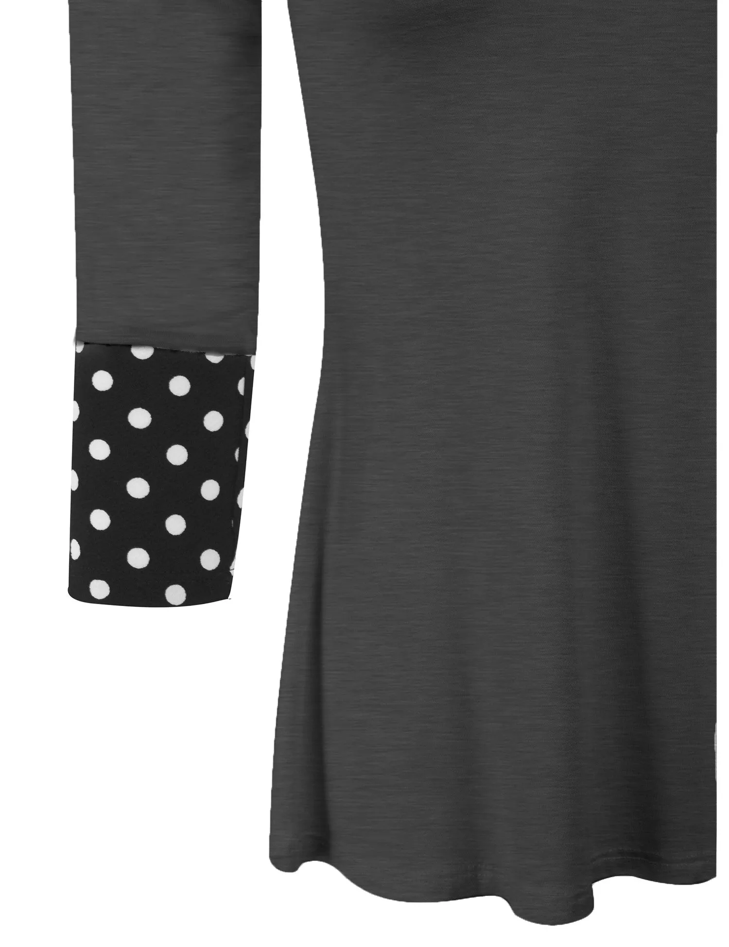 3/4 Sleeve Fashion T shirts Top with Polka Dot Sleeve