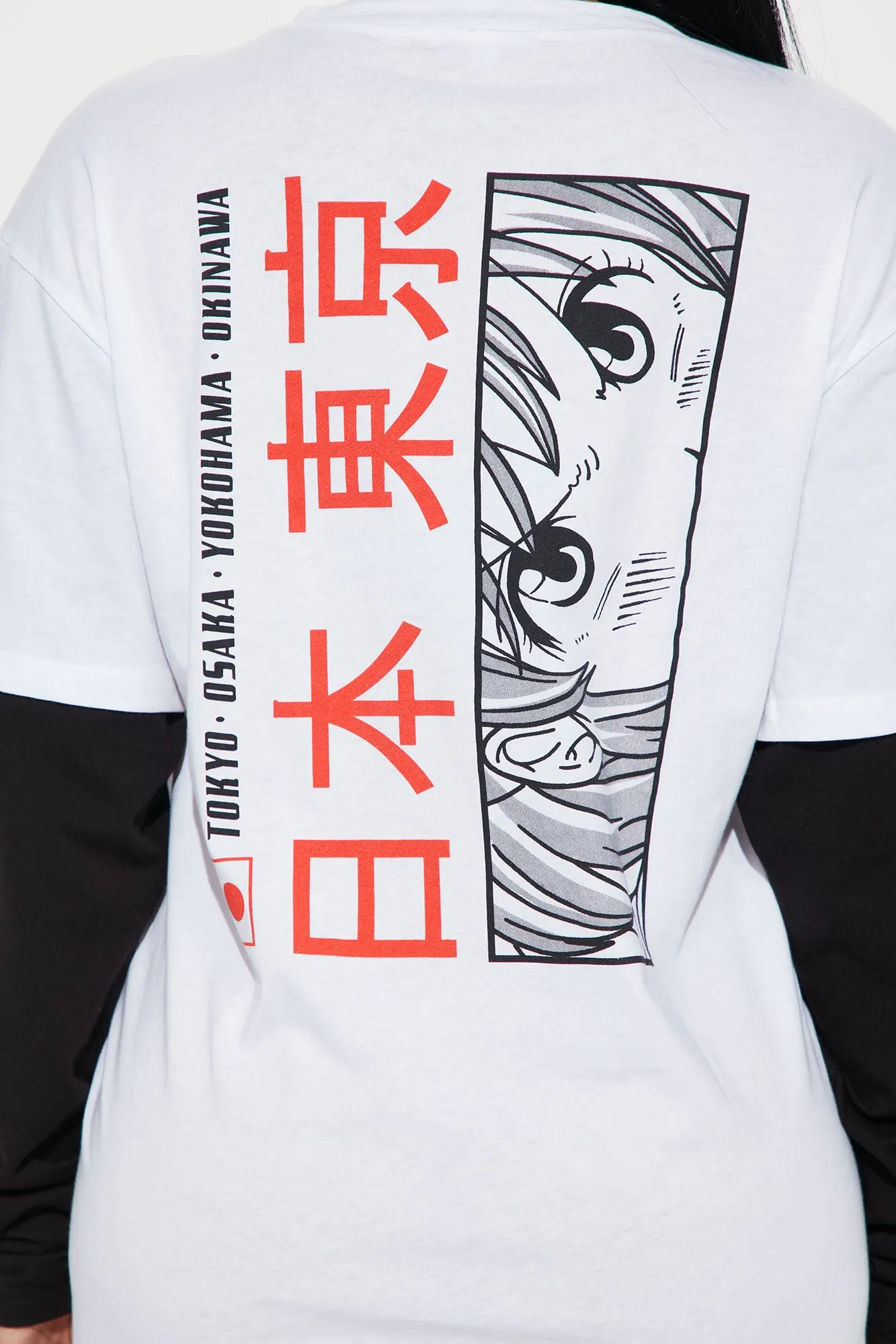 Anime T-Shirt Dress - White/Black