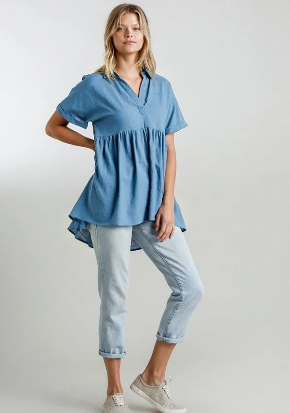 Babydoll Long Tunic, Blue