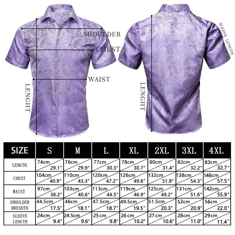 Barry Wang Men's Shirt Black Golden Silk Paisley Short Sleeve Shirt