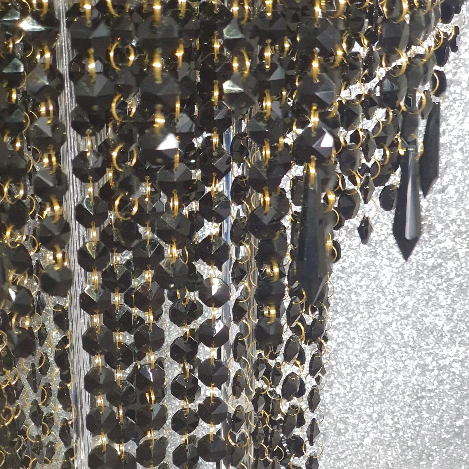 Black & gold Crystal chandelier side table - tall console. Occasional table, Custom table furniture. by Crystal wedding uk