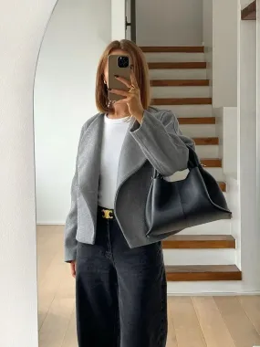 Black Friday Joskaa Woolen Cardigan Jacket Women's Scalloped Unbuttoned Thickened Short Coat Solid Color Elegant Fall Winter New Outwear Lady