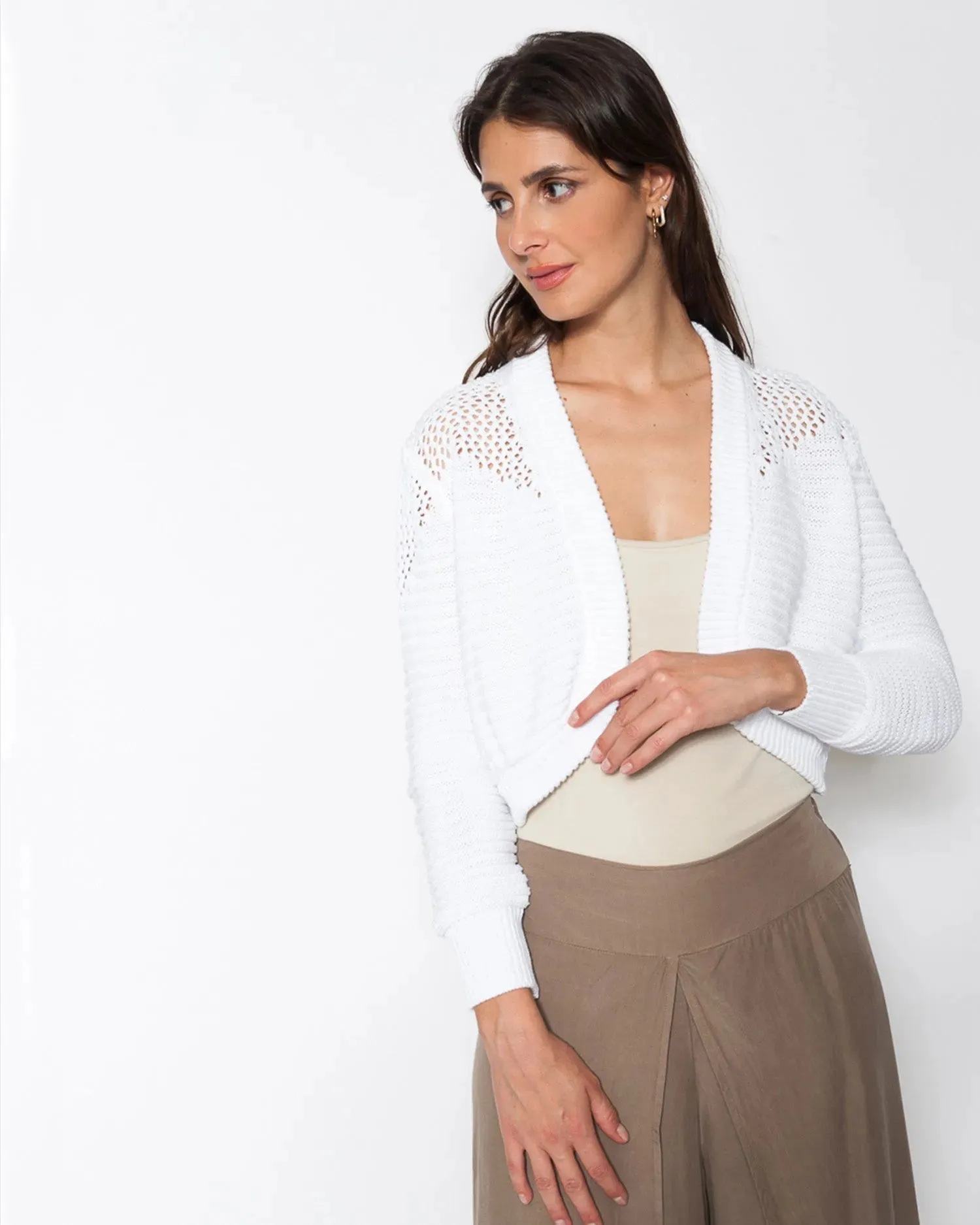 Blueberry Gabriella Cotton Bolero,  White
