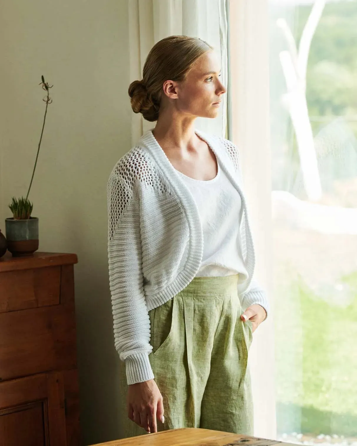 Blueberry Gabriella Cotton Bolero,  White
