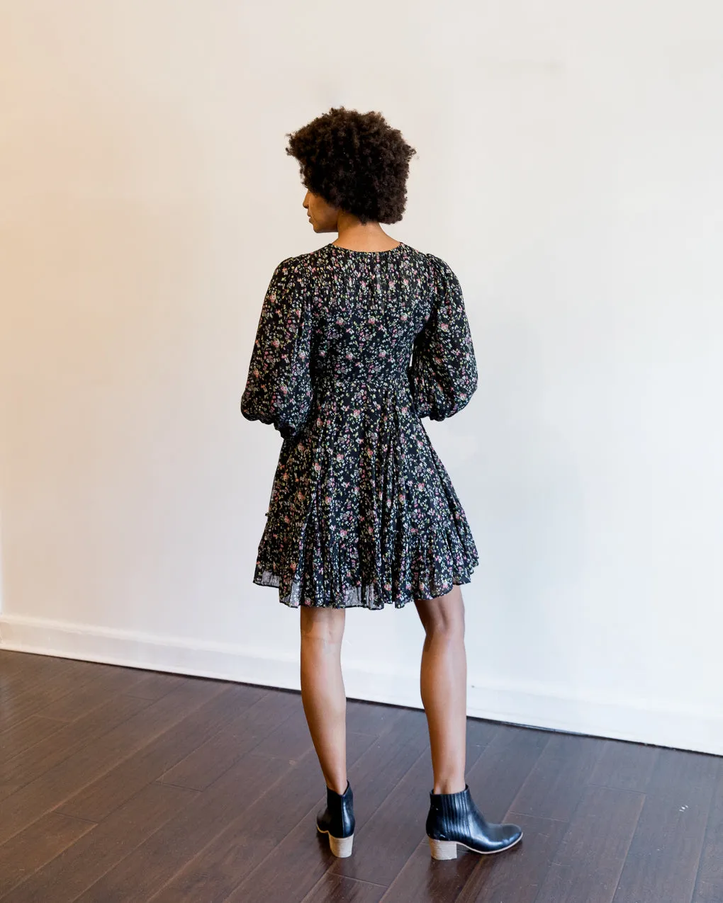 byTiMo Golden Georgette Mini Dress in Blossoms