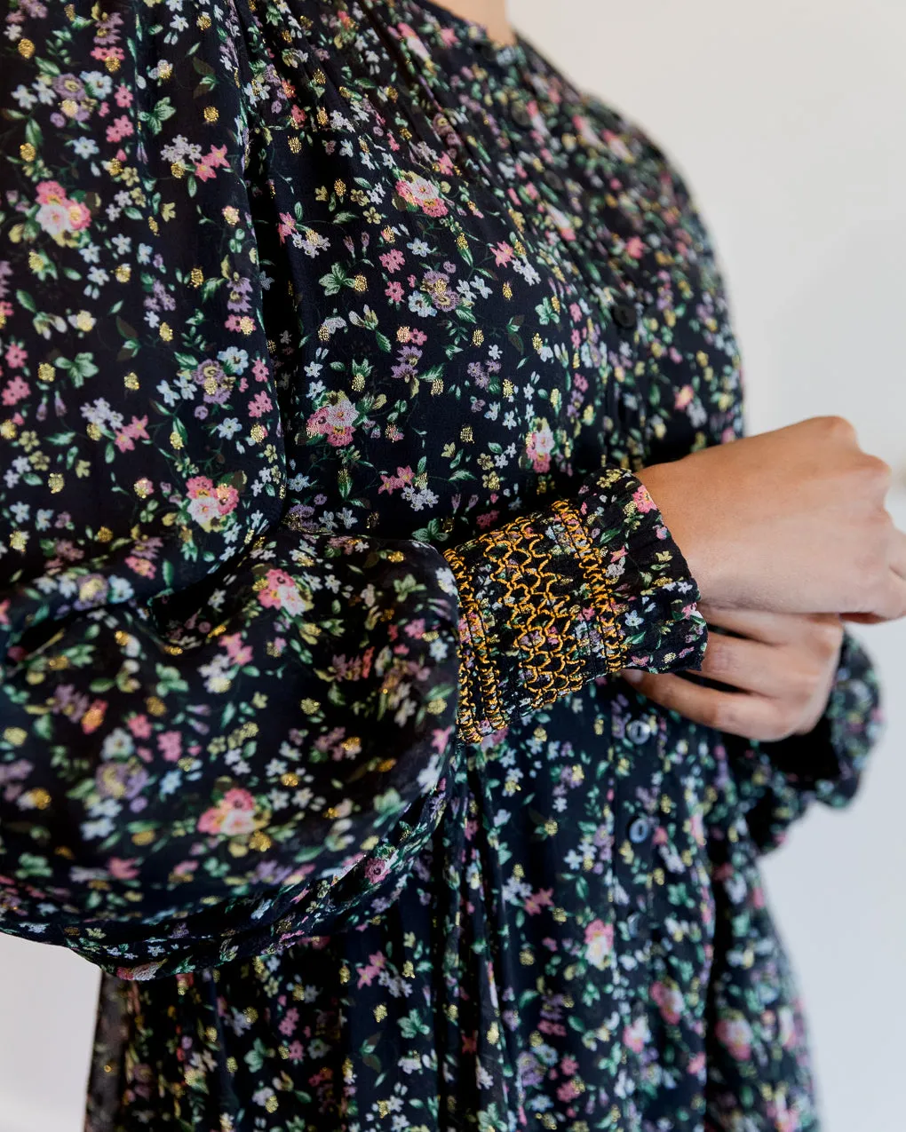 byTiMo Golden Georgette Mini Dress in Blossoms