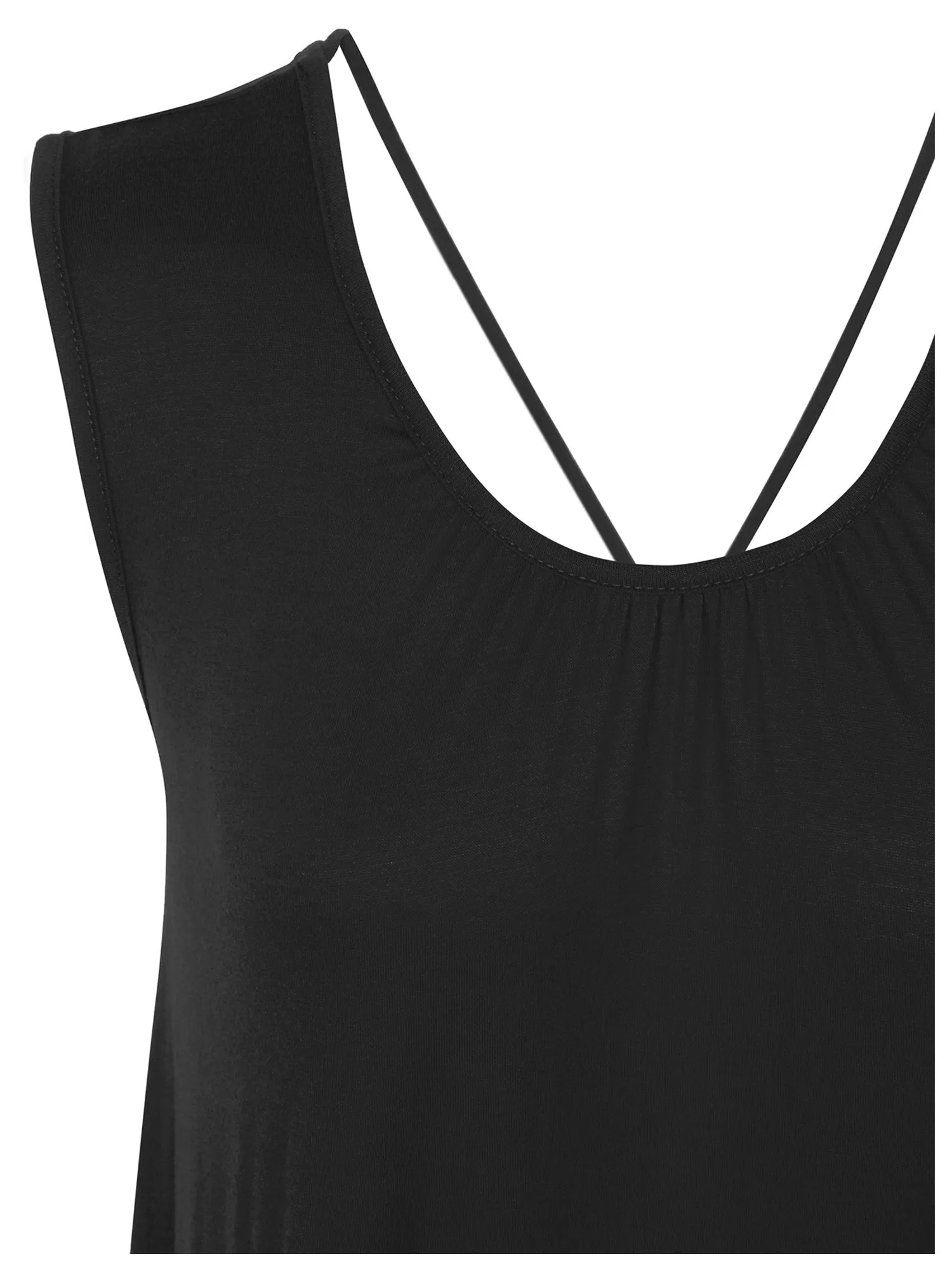 [Clearance] Womens Solid Short Sleeve Tunic Top with Open Back Spaghetti Strap Tie