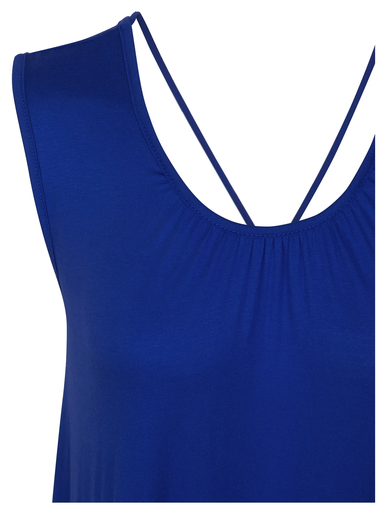 [Clearance] Womens Solid Short Sleeve Tunic Top with Open Back Spaghetti Strap Tie