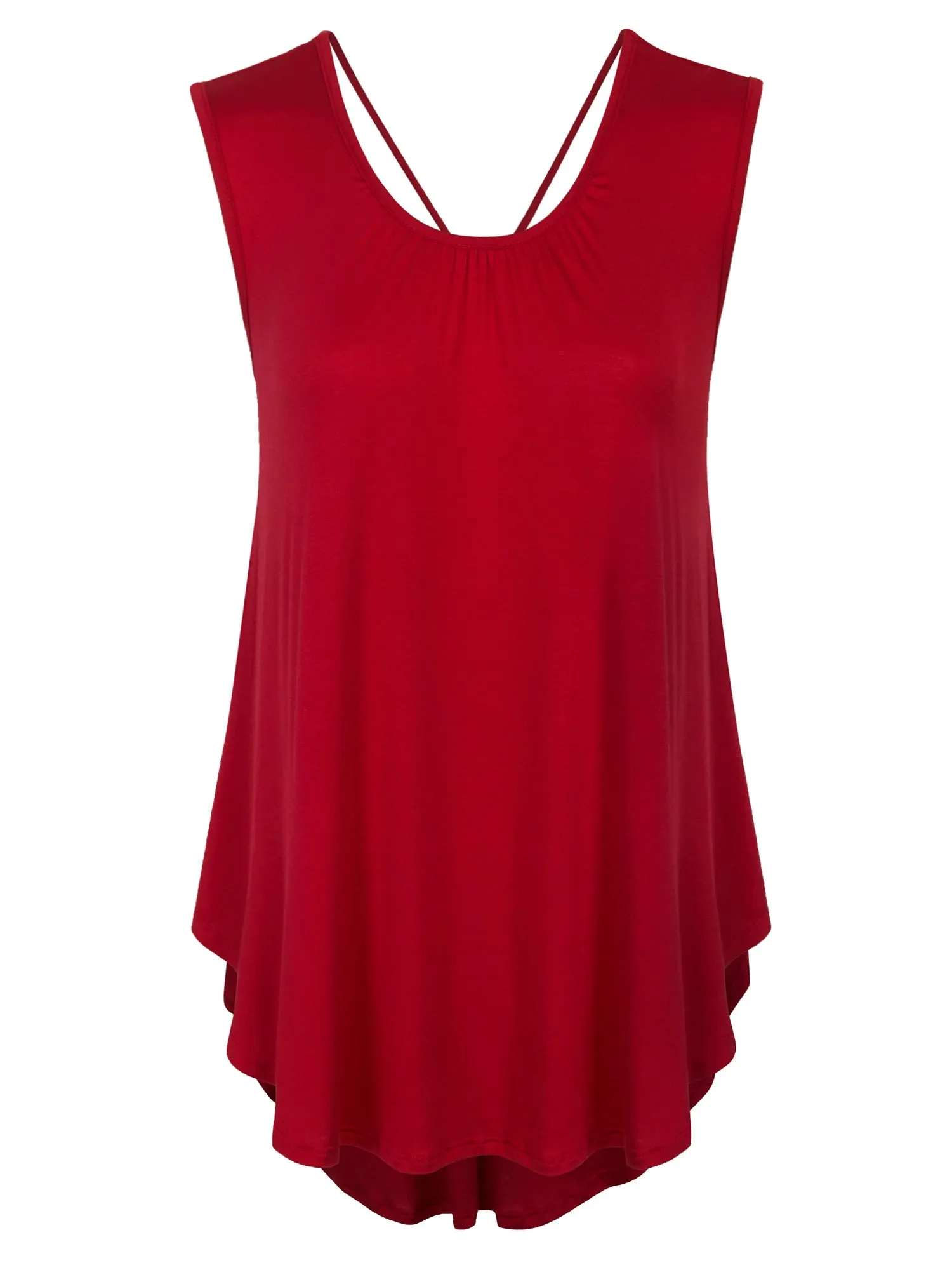 [Clearance] Womens Solid Short Sleeve Tunic Top with Open Back Spaghetti Strap Tie