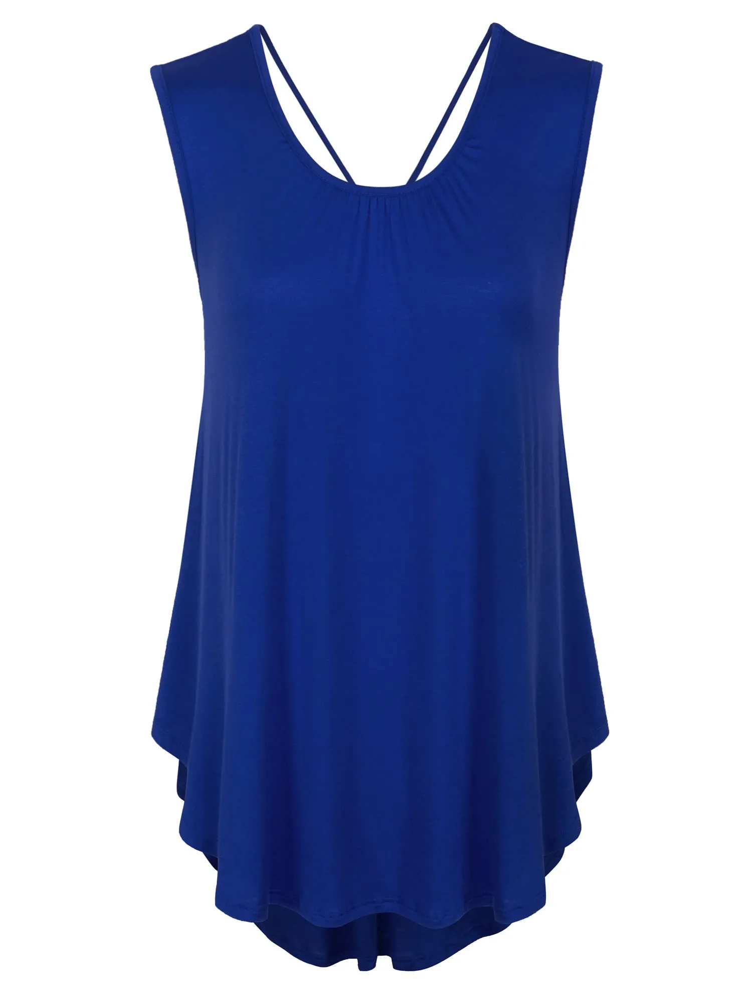 [Clearance] Womens Solid Short Sleeve Tunic Top with Open Back Spaghetti Strap Tie