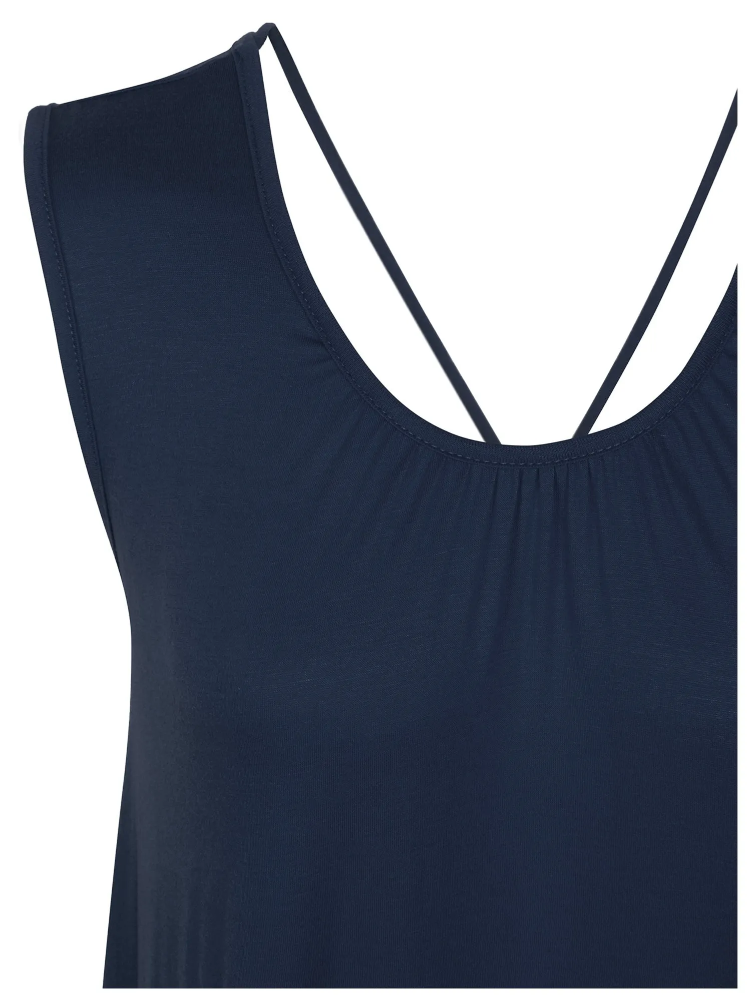 [Clearance] Womens Solid Short Sleeve Tunic Top with Open Back Spaghetti Strap Tie