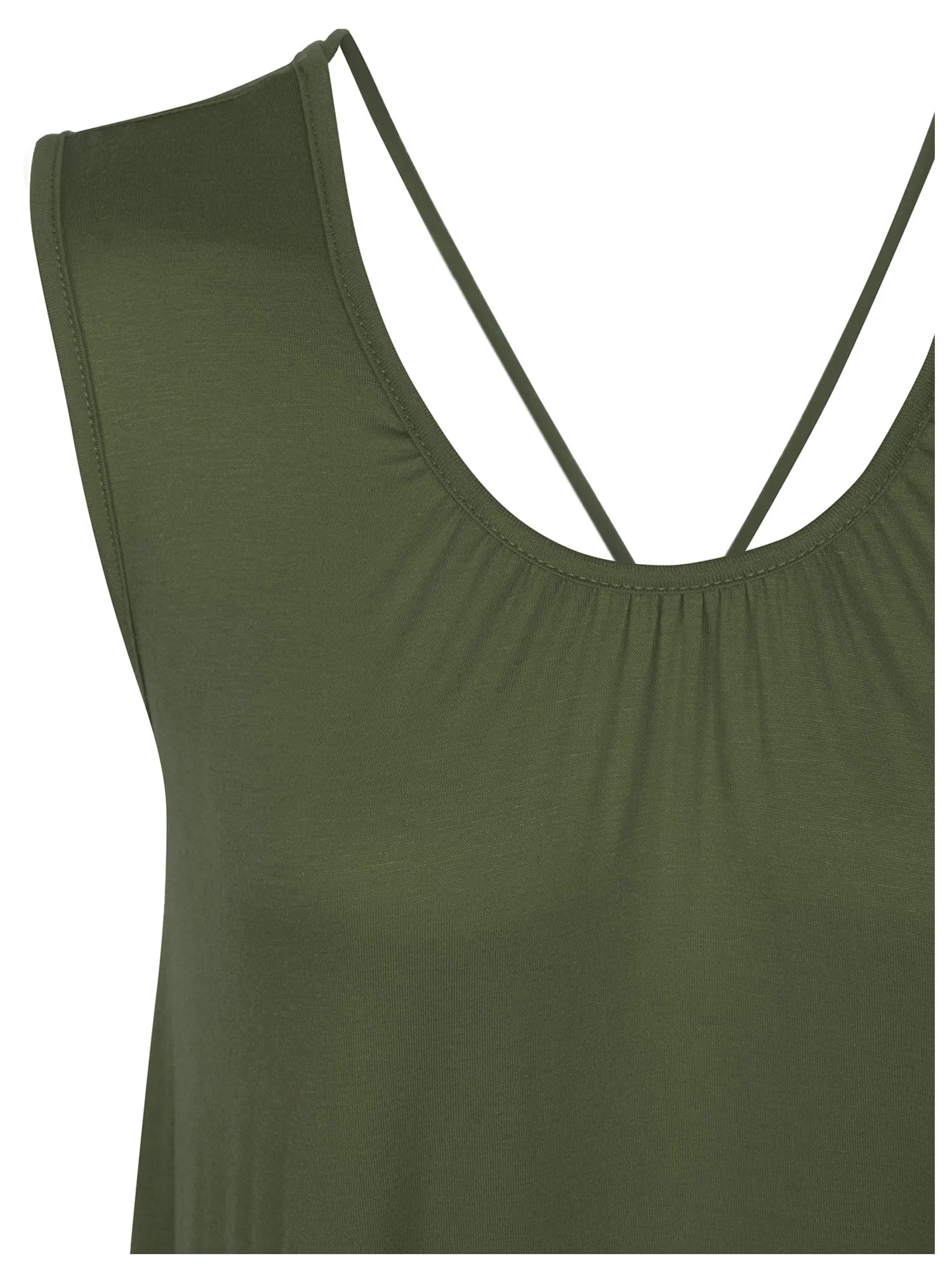 [Clearance] Womens Solid Short Sleeve Tunic Top with Open Back Spaghetti Strap Tie