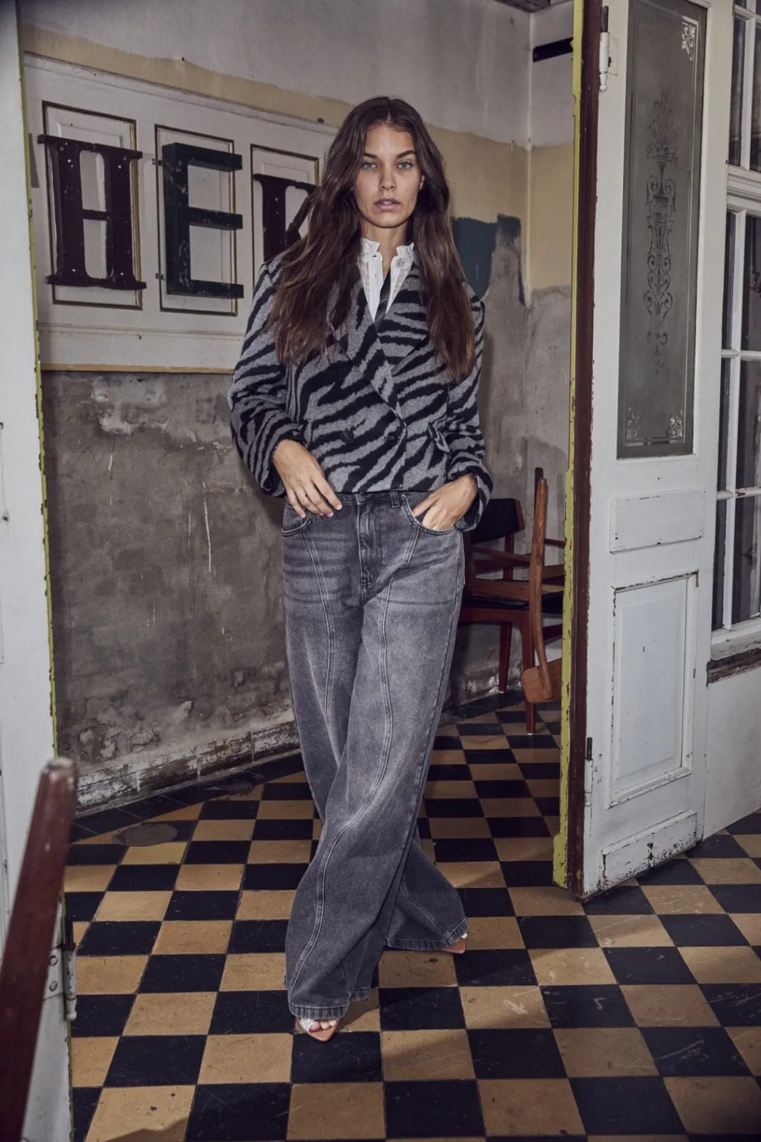 Co´couture - Zuricc Zebra Crop Jacket 30261 - 140 Dark Grey
