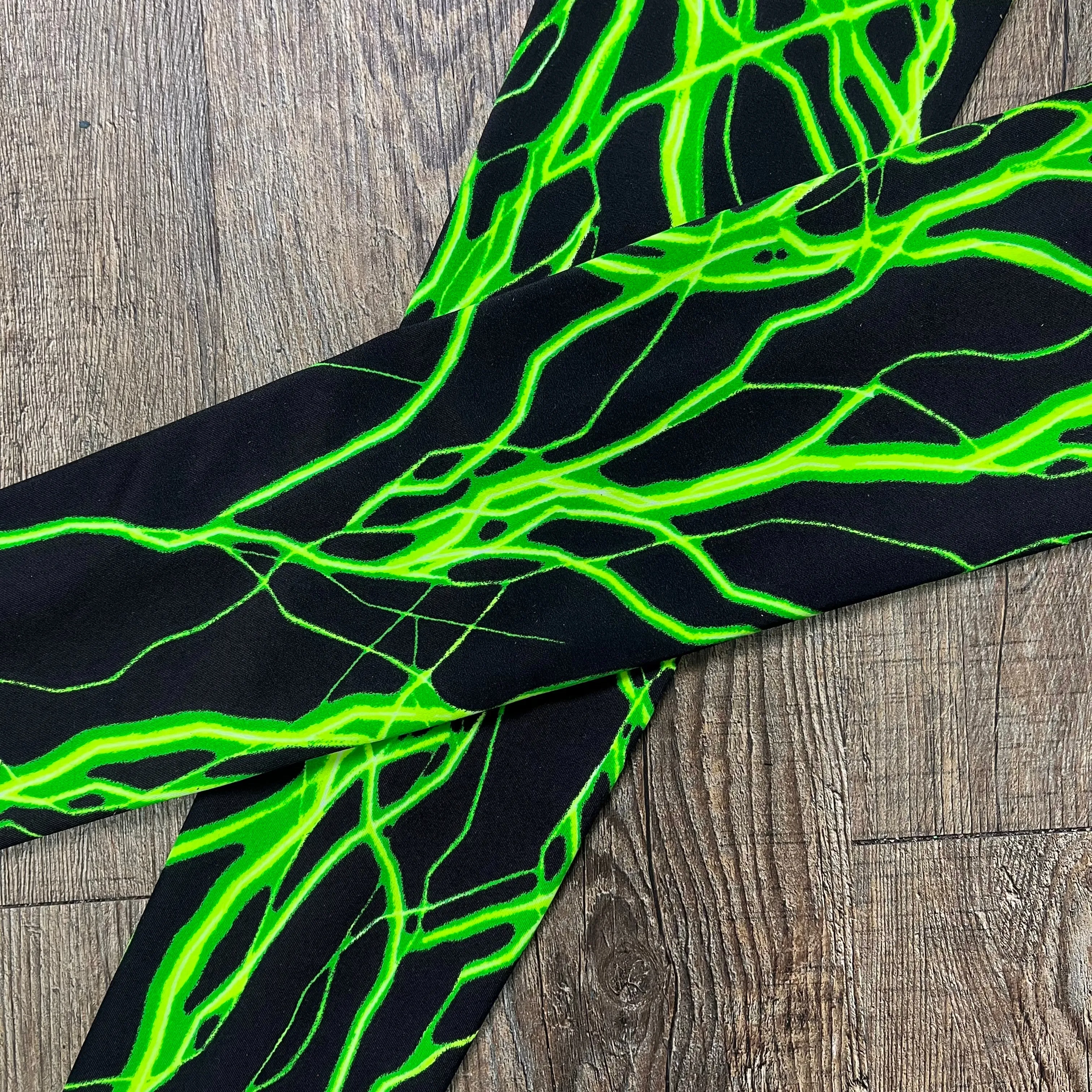 Compression Arm Sleeves in Green Lightning Print Spandex