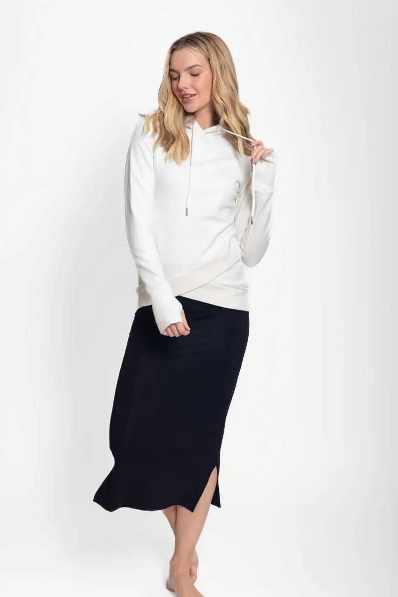 CROSSOVER HEM HOODIE (IVORY)