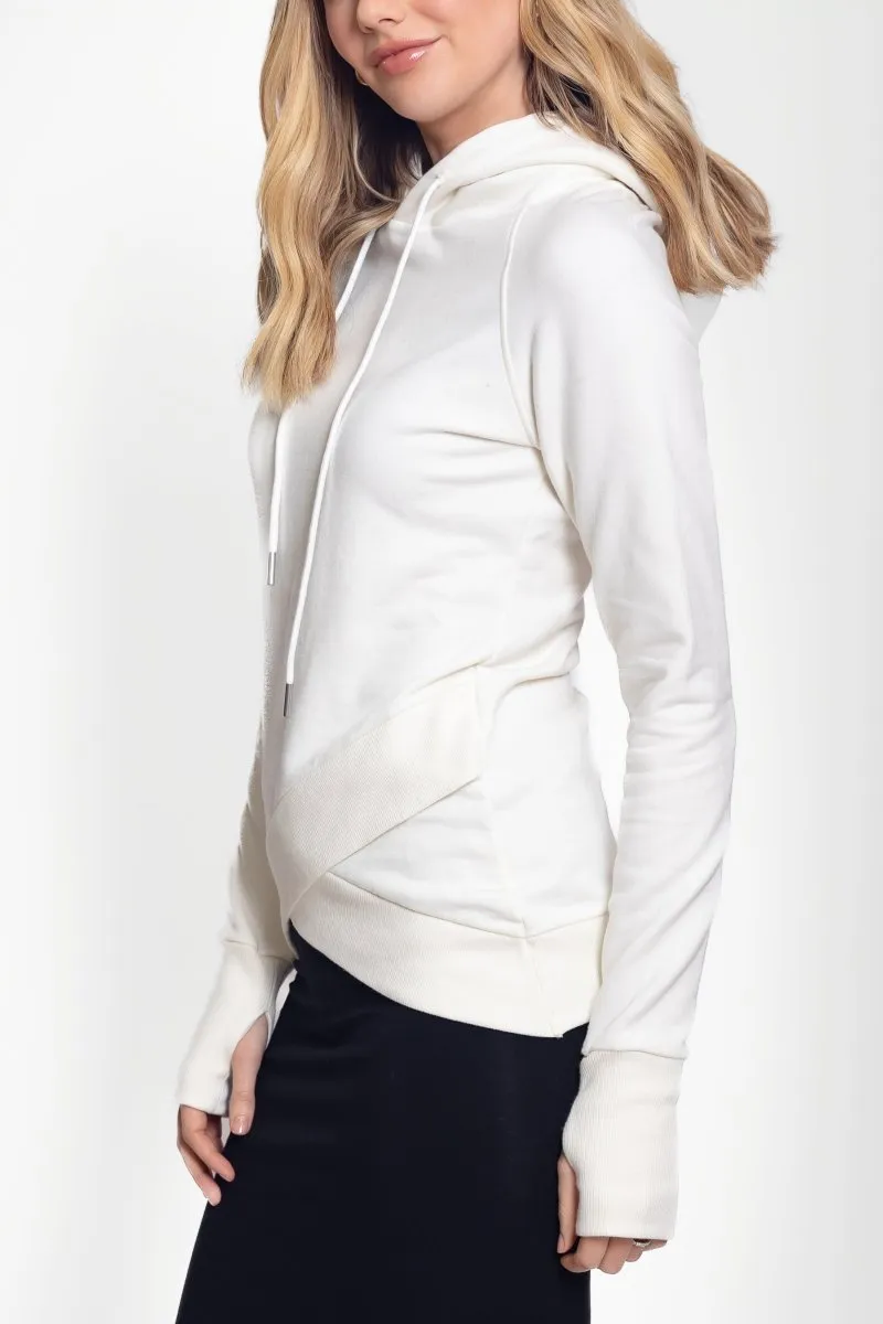 CROSSOVER HEM HOODIE (IVORY)