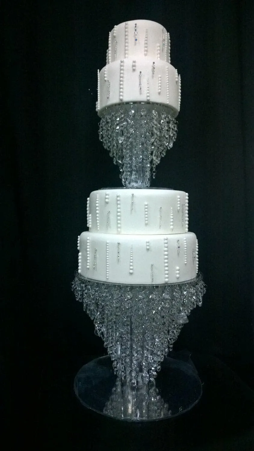 Crystal cake stand, 2 tier set , CHANDELIER DESIGN Faux crystal by Crystal wedding uk