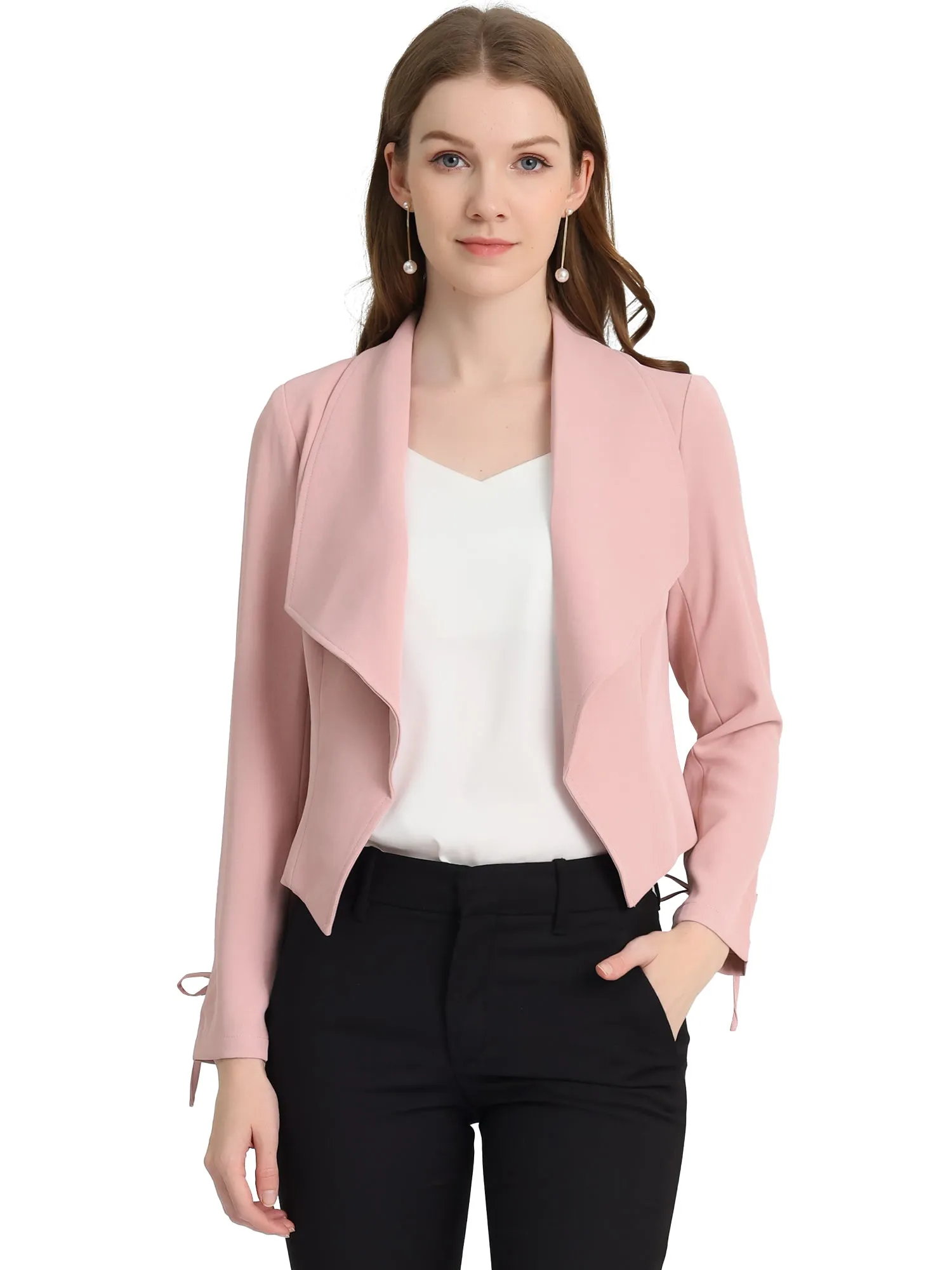 Elegant Open Front Cardigan Jacket Work Office Business Suit Blazer