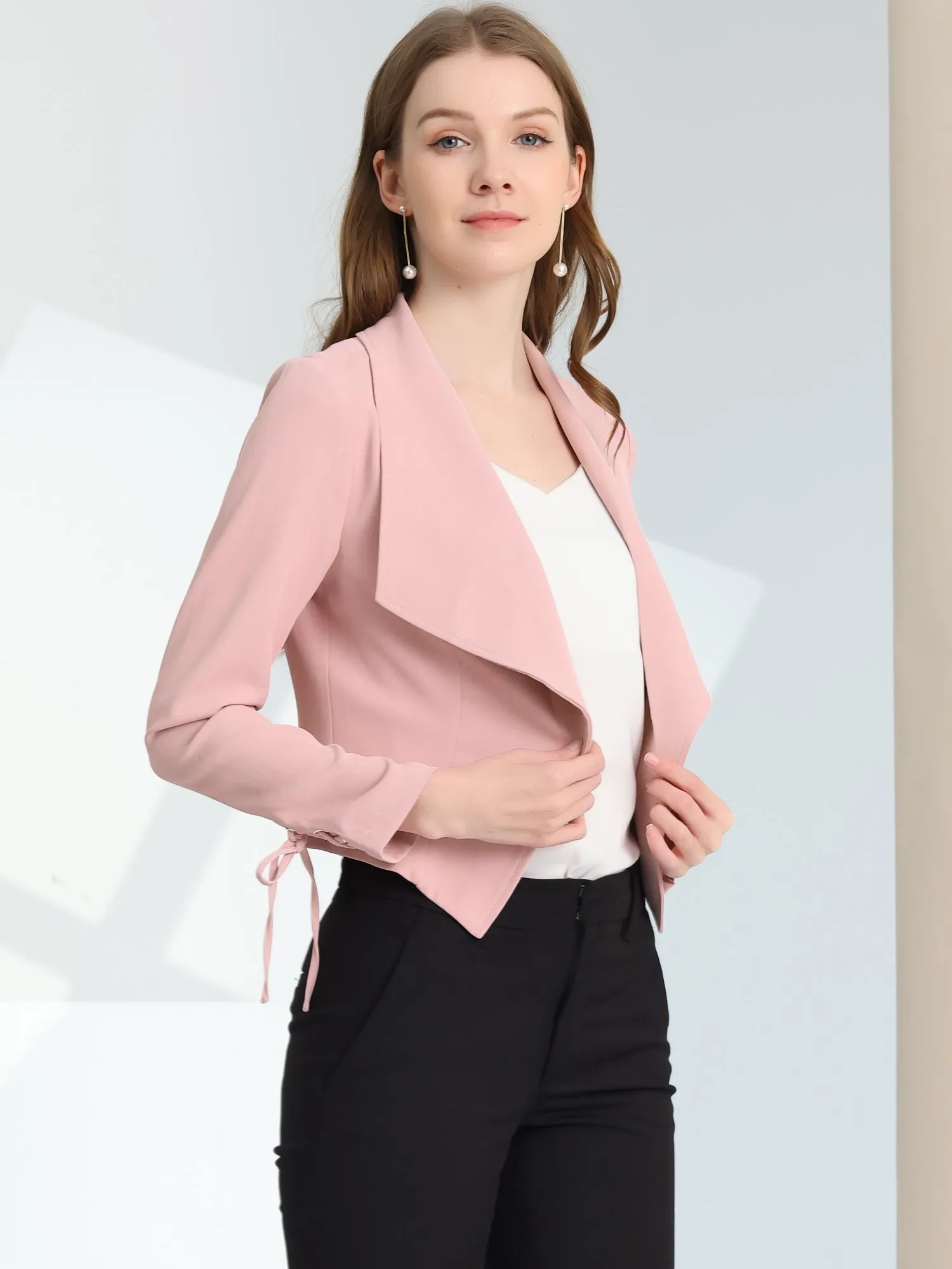 Elegant Open Front Cardigan Jacket Work Office Business Suit Blazer