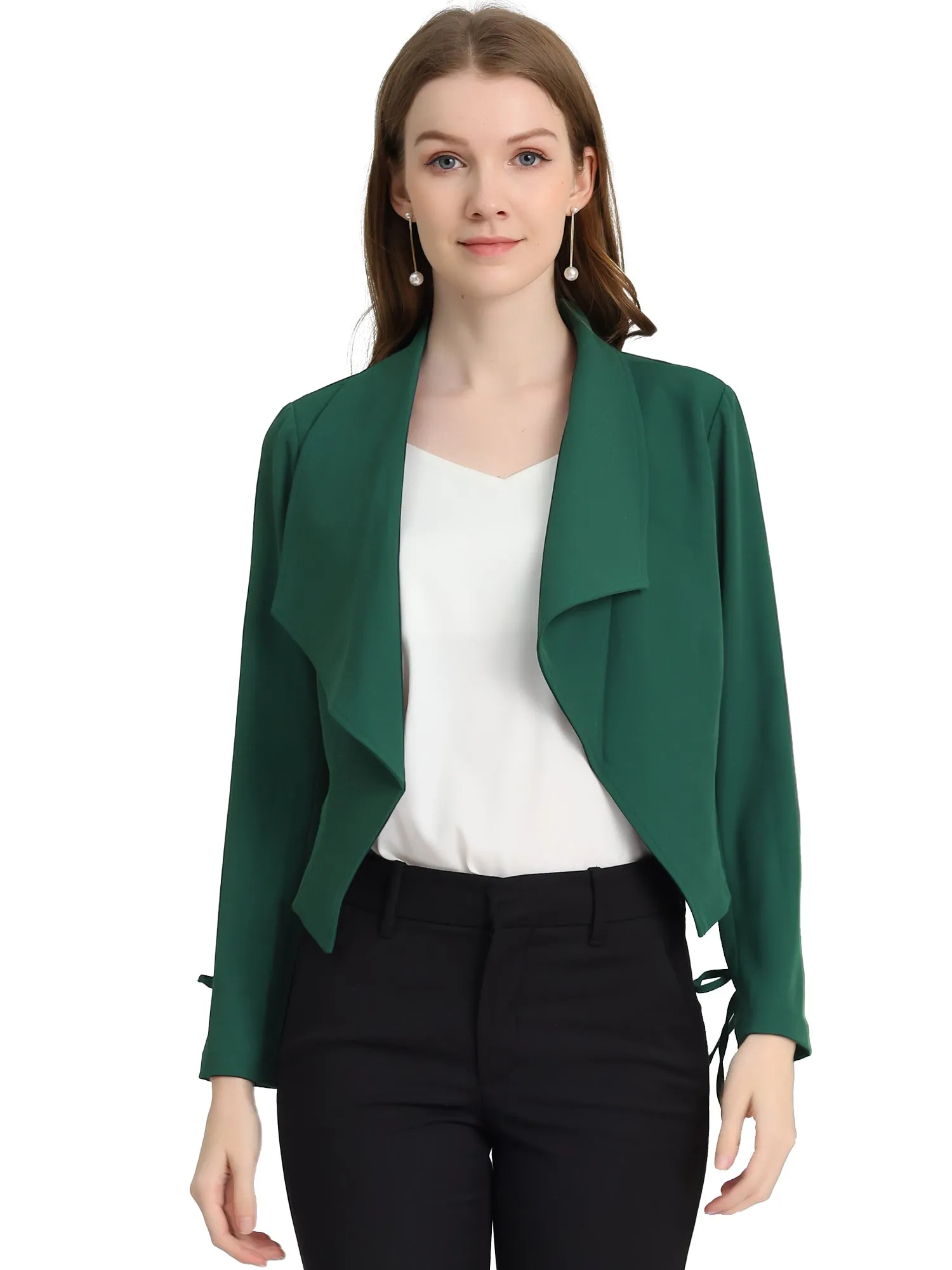 Elegant Open Front Cardigan Jacket Work Office Business Suit Blazer
