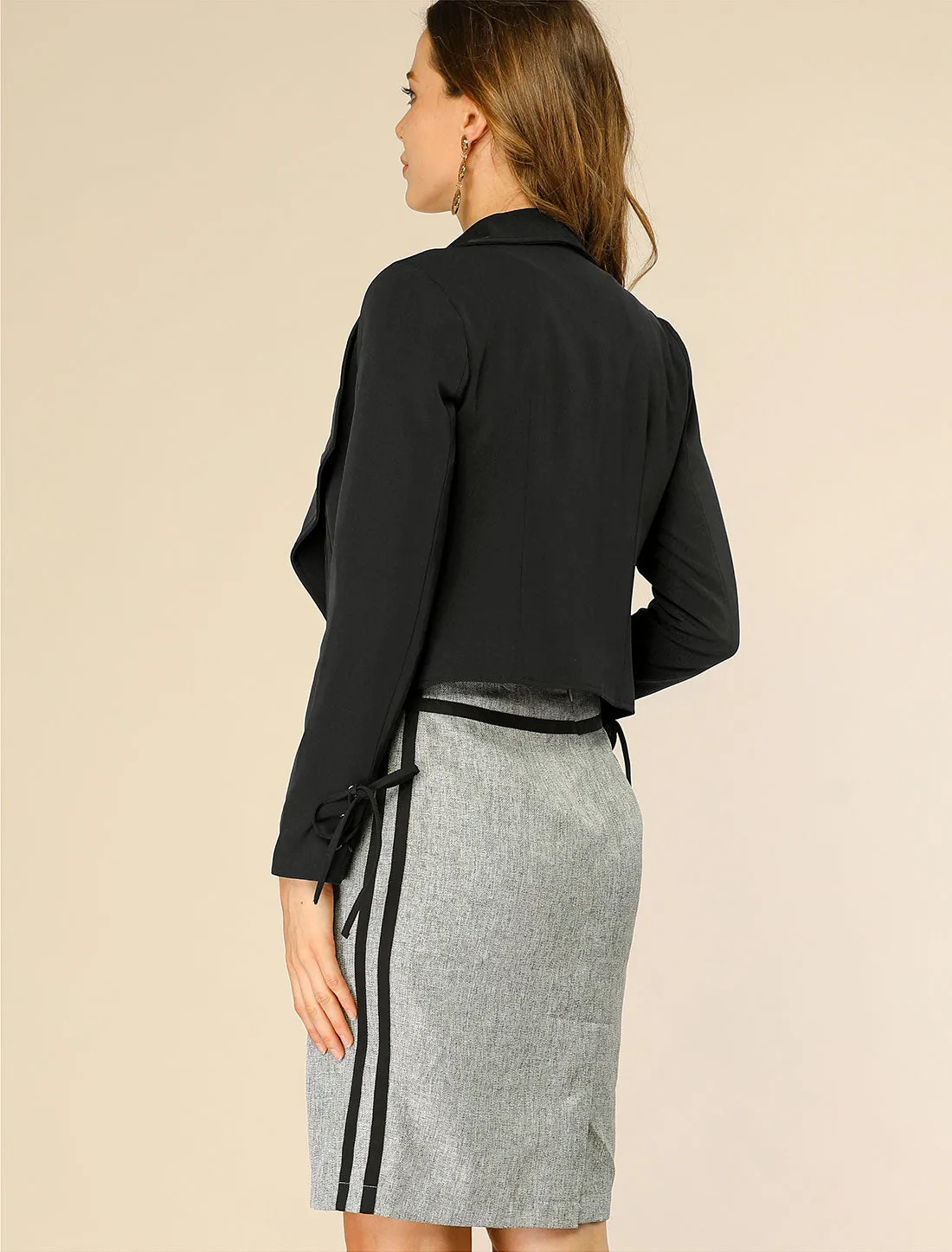 Elegant Open Front Cardigan Jacket Work Office Business Suit Blazer