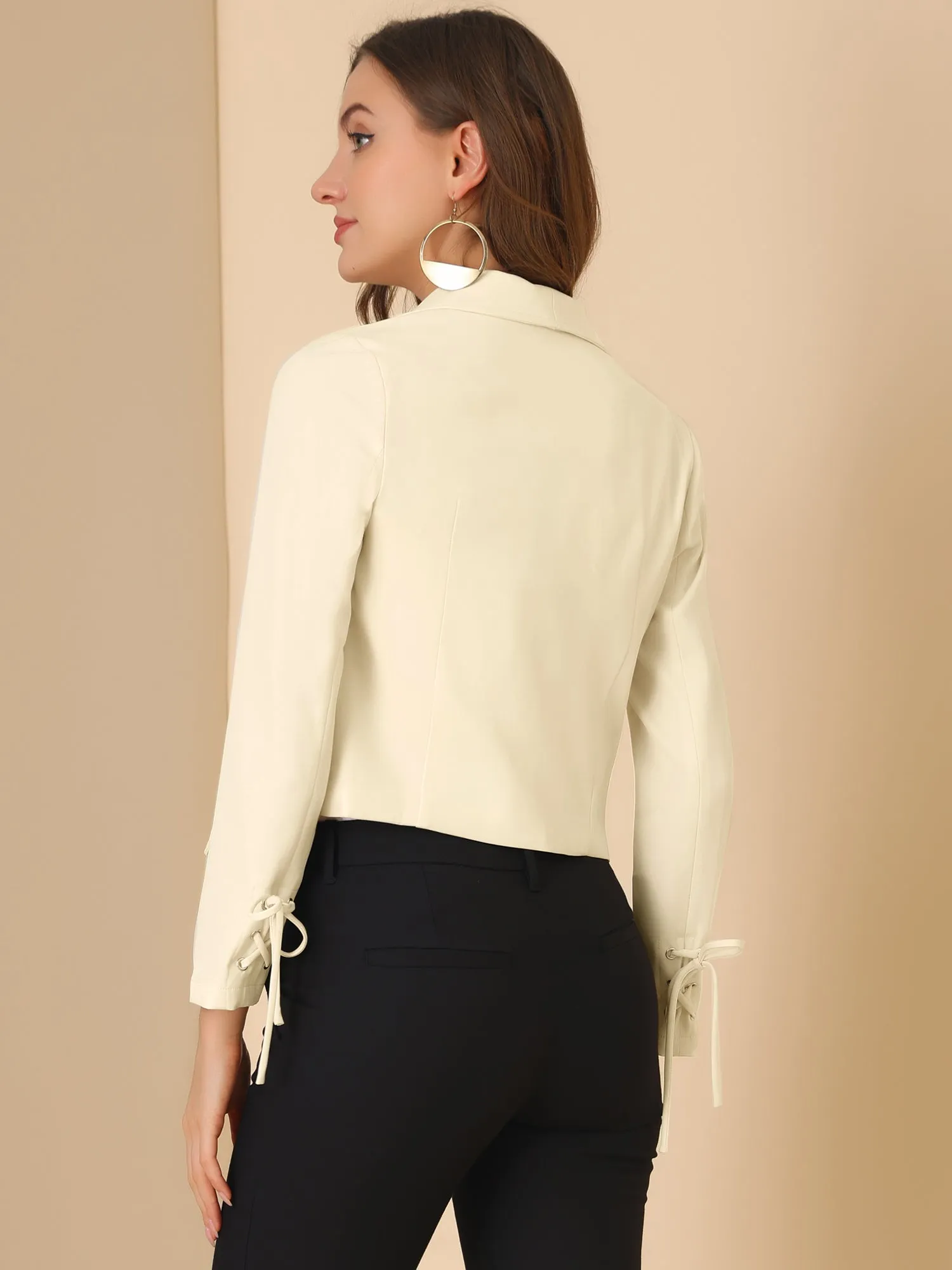 Elegant Open Front Cardigan Jacket Work Office Business Suit Blazer