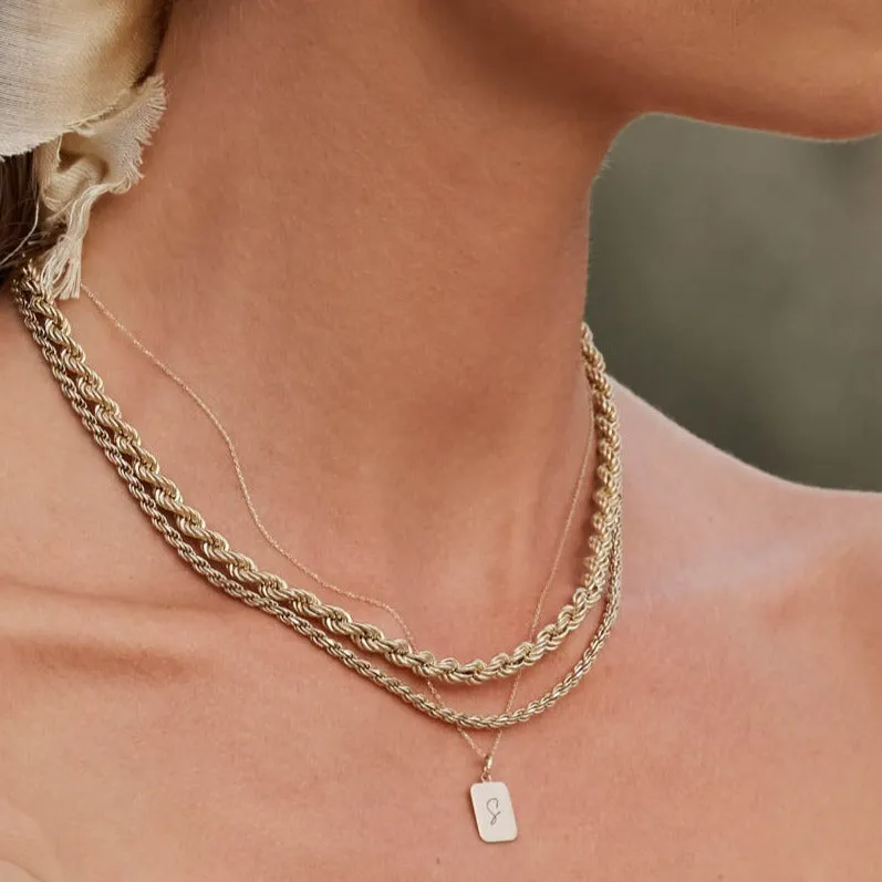 Engravable Rectangle Necklace in 10k Gold