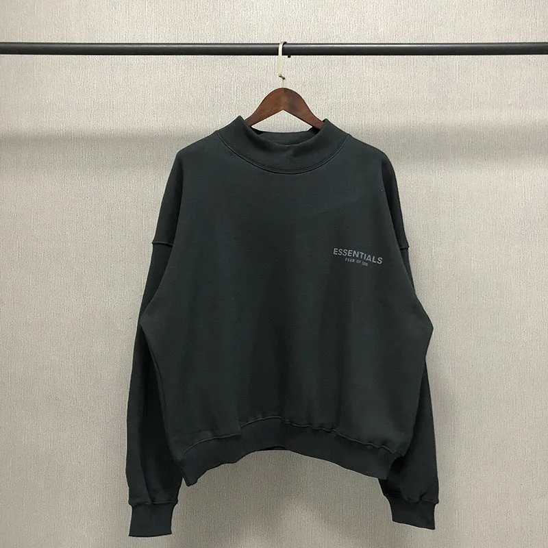 Fog Fear of God Essentials Sweatshirt Polyline Reflective Letters High Street Loose Turtleneck Sweater