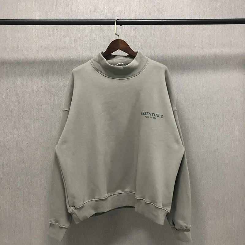 Fog Fear of God Essentials Sweatshirt Polyline Reflective Letters High Street Loose Turtleneck Sweater