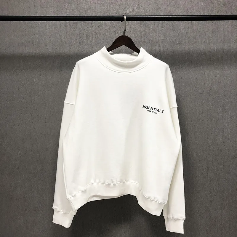 Fog Fear of God Essentials Sweatshirt Polyline Reflective Letters High Street Loose Turtleneck Sweater