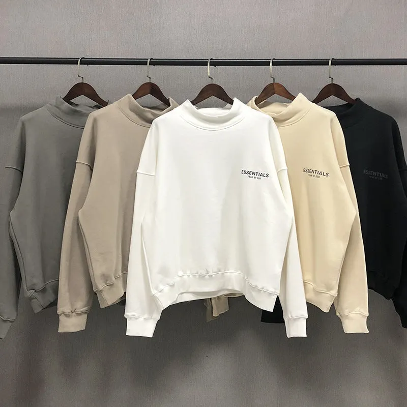 Fog Fear of God Essentials Sweatshirt Polyline Reflective Letters High Street Loose Turtleneck Sweater