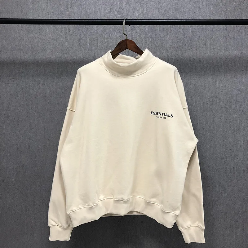 Fog Fear of God Essentials Sweatshirt Polyline Reflective Letters High Street Loose Turtleneck Sweater