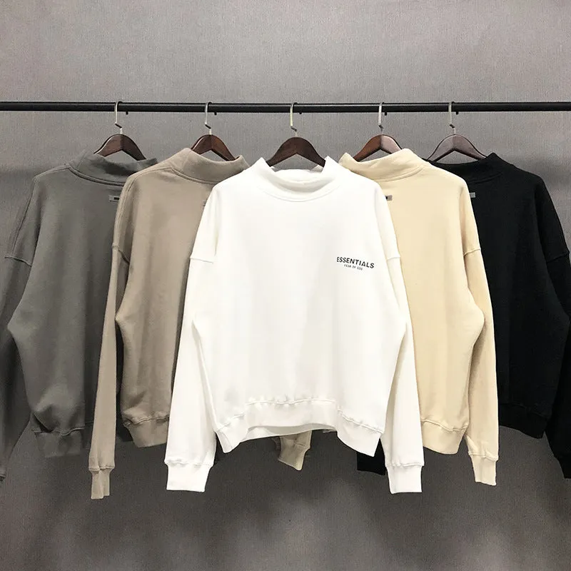 Fog Fear of God Essentials Sweatshirt Polyline Reflective Letters High Street Loose Turtleneck Sweater
