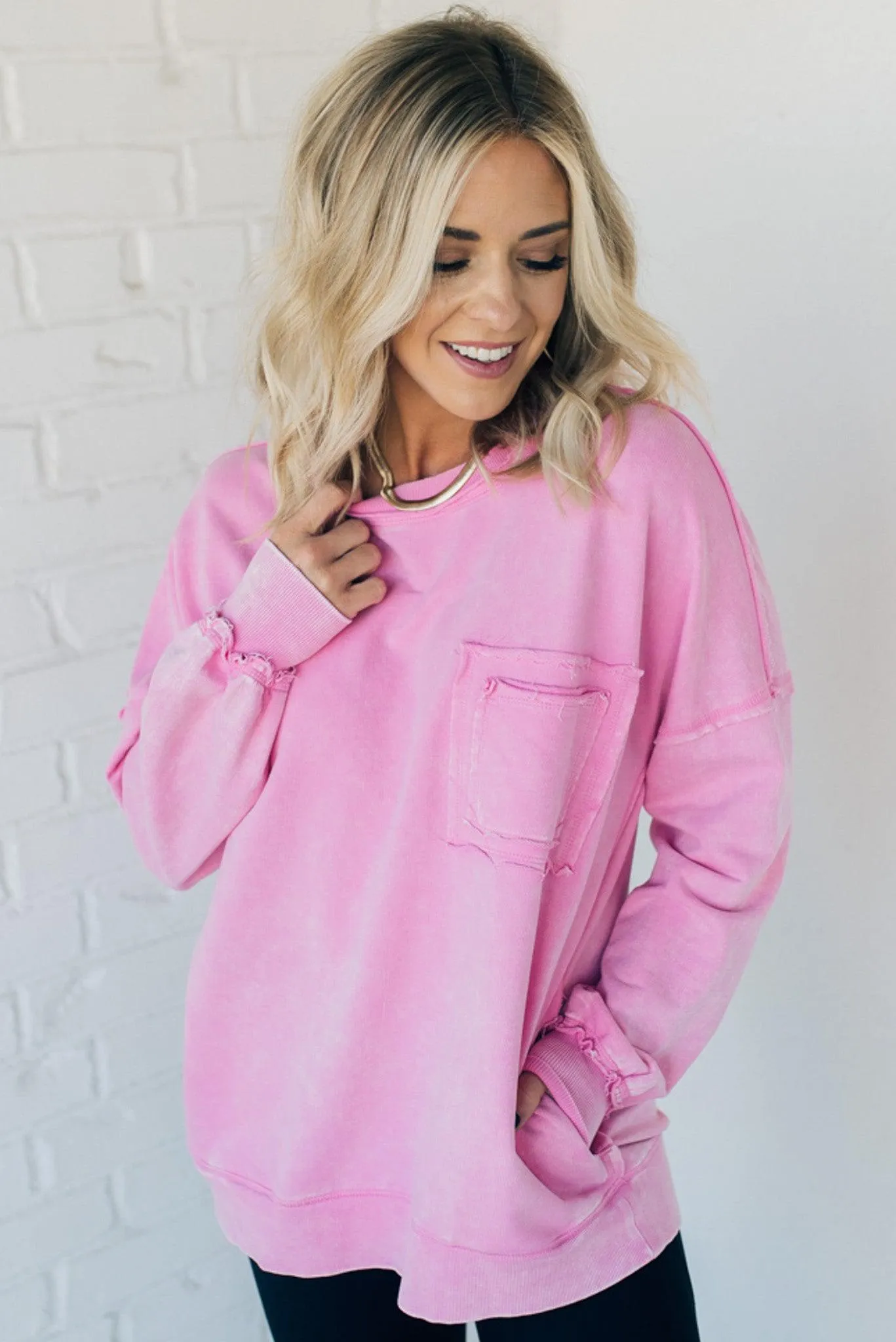 French Terry Acid Wash Pullover