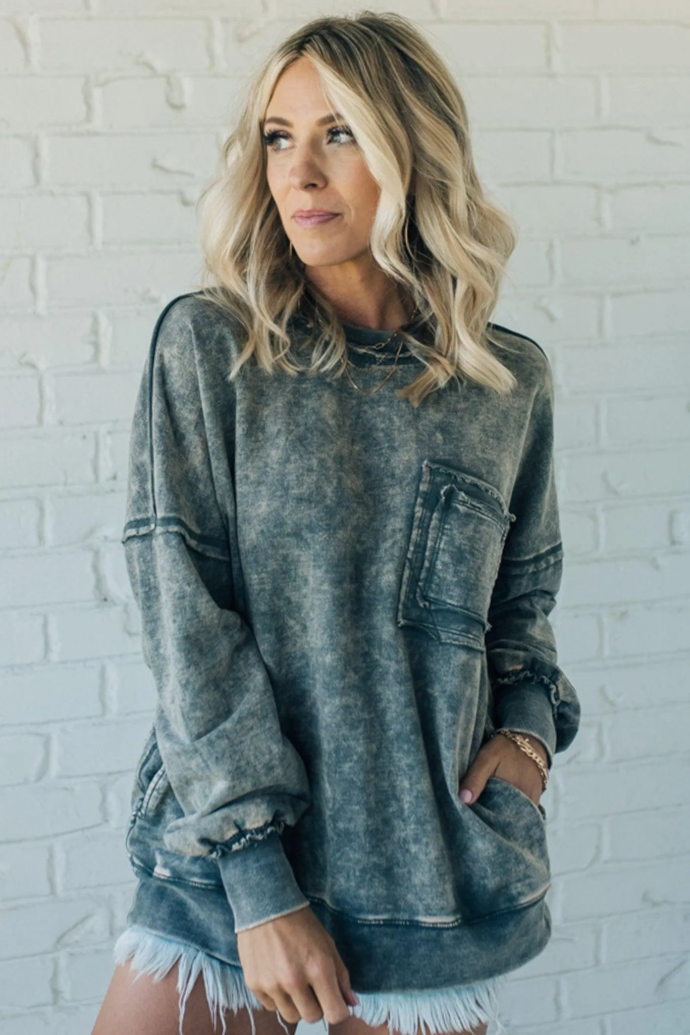 French Terry Acid Wash Pullover