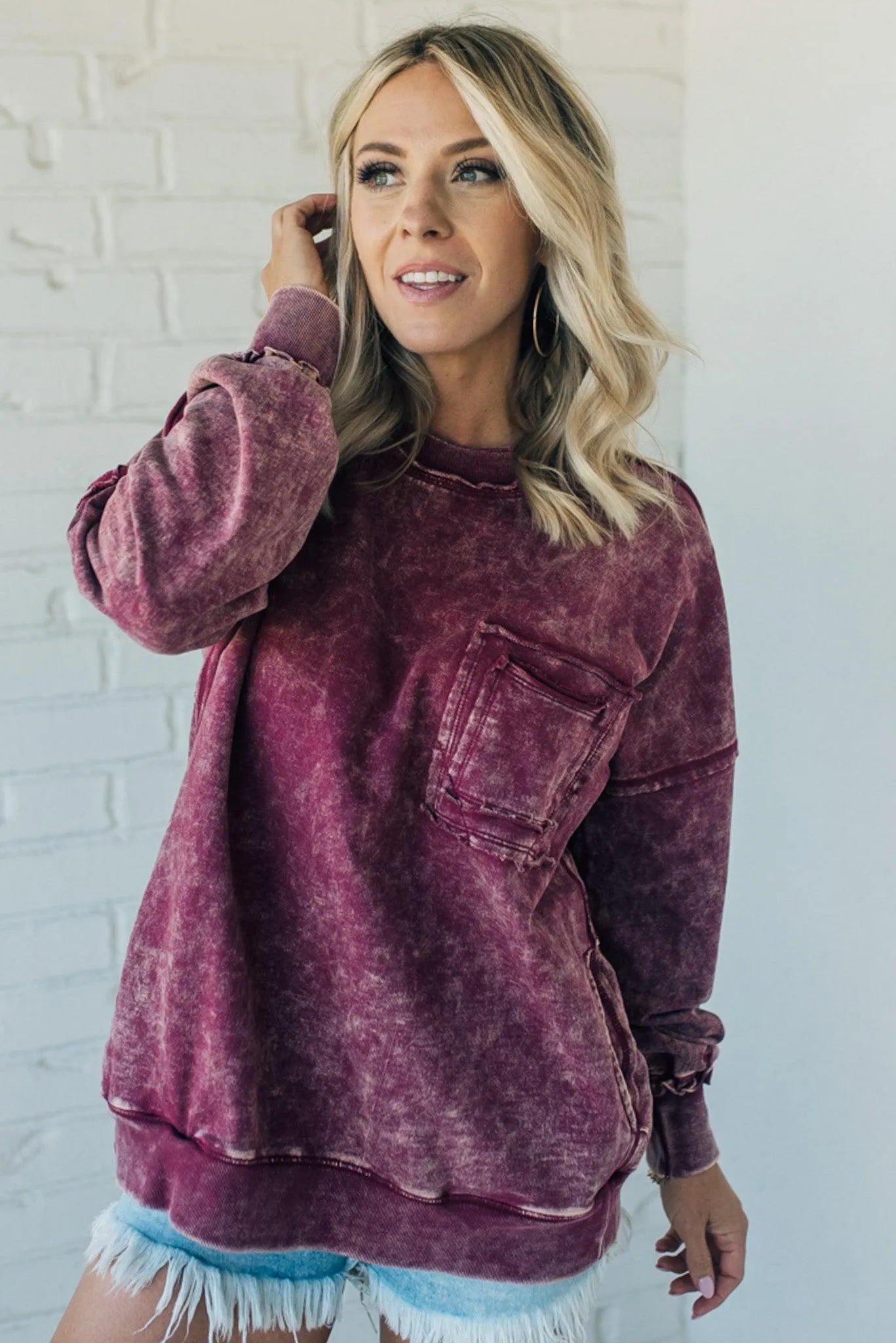 French Terry Acid Wash Pullover