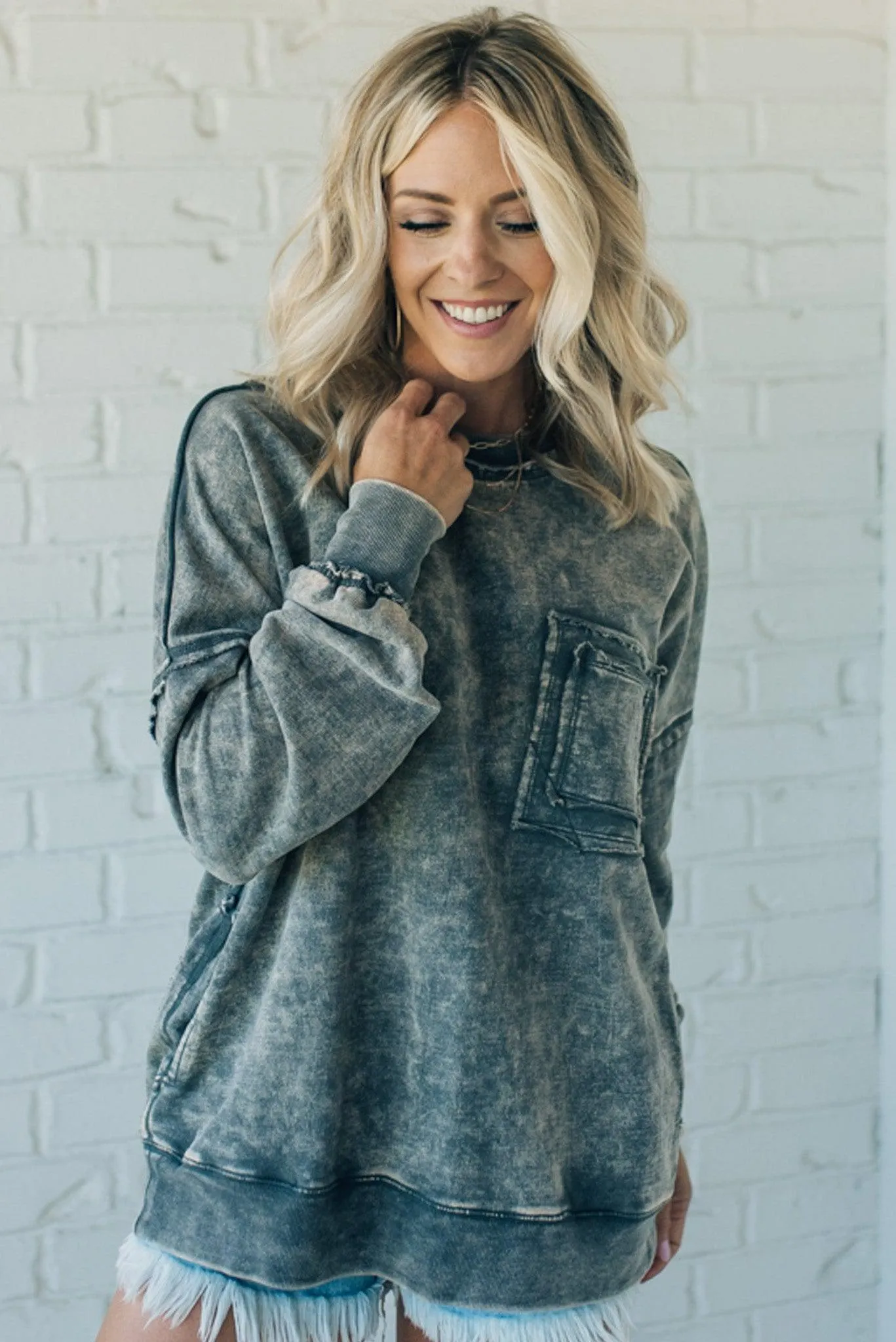French Terry Acid Wash Pullover