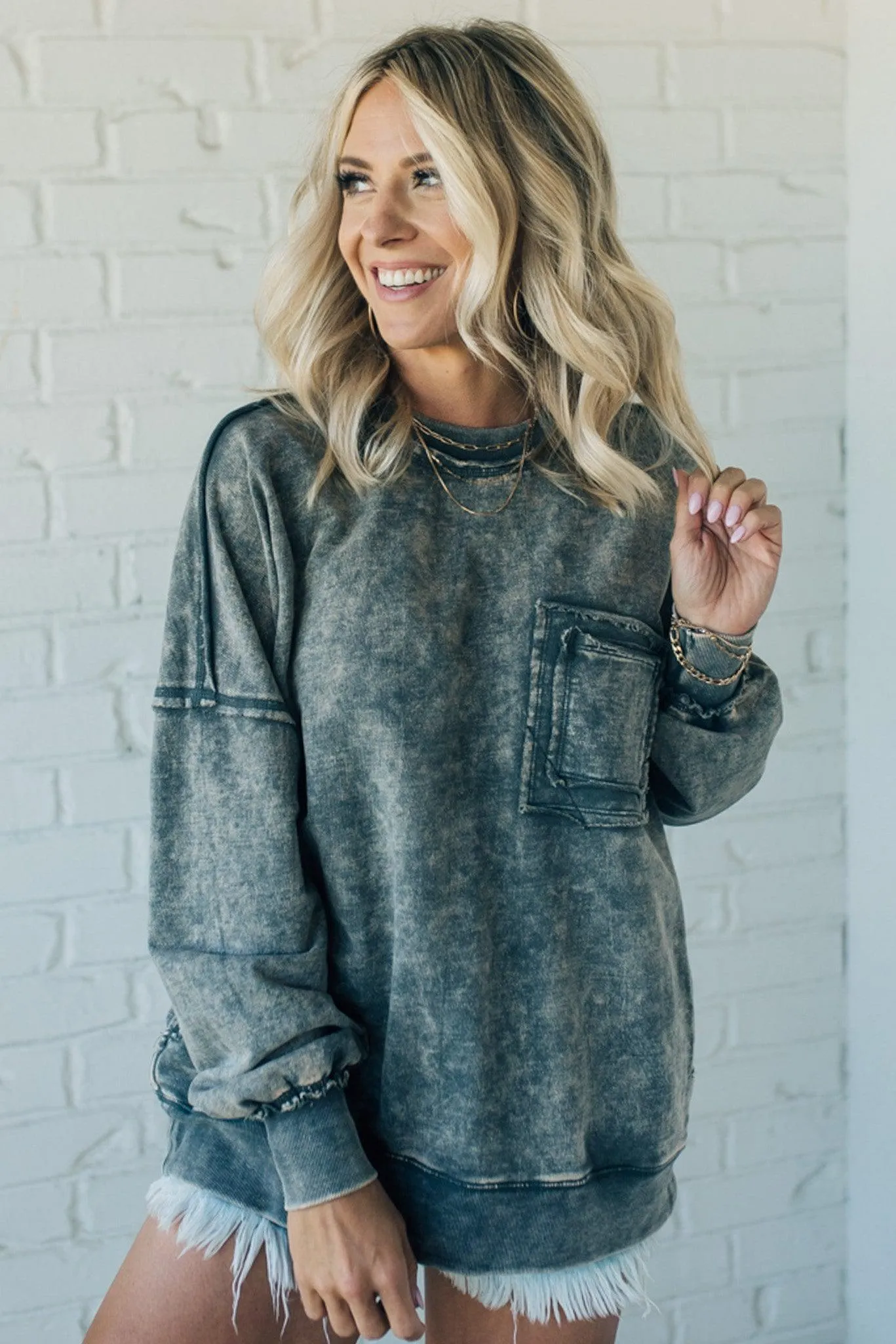 French Terry Acid Wash Pullover