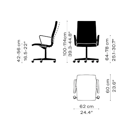 Fritz Hansen Oxford™ Office Armchair Upholstered With Wheels