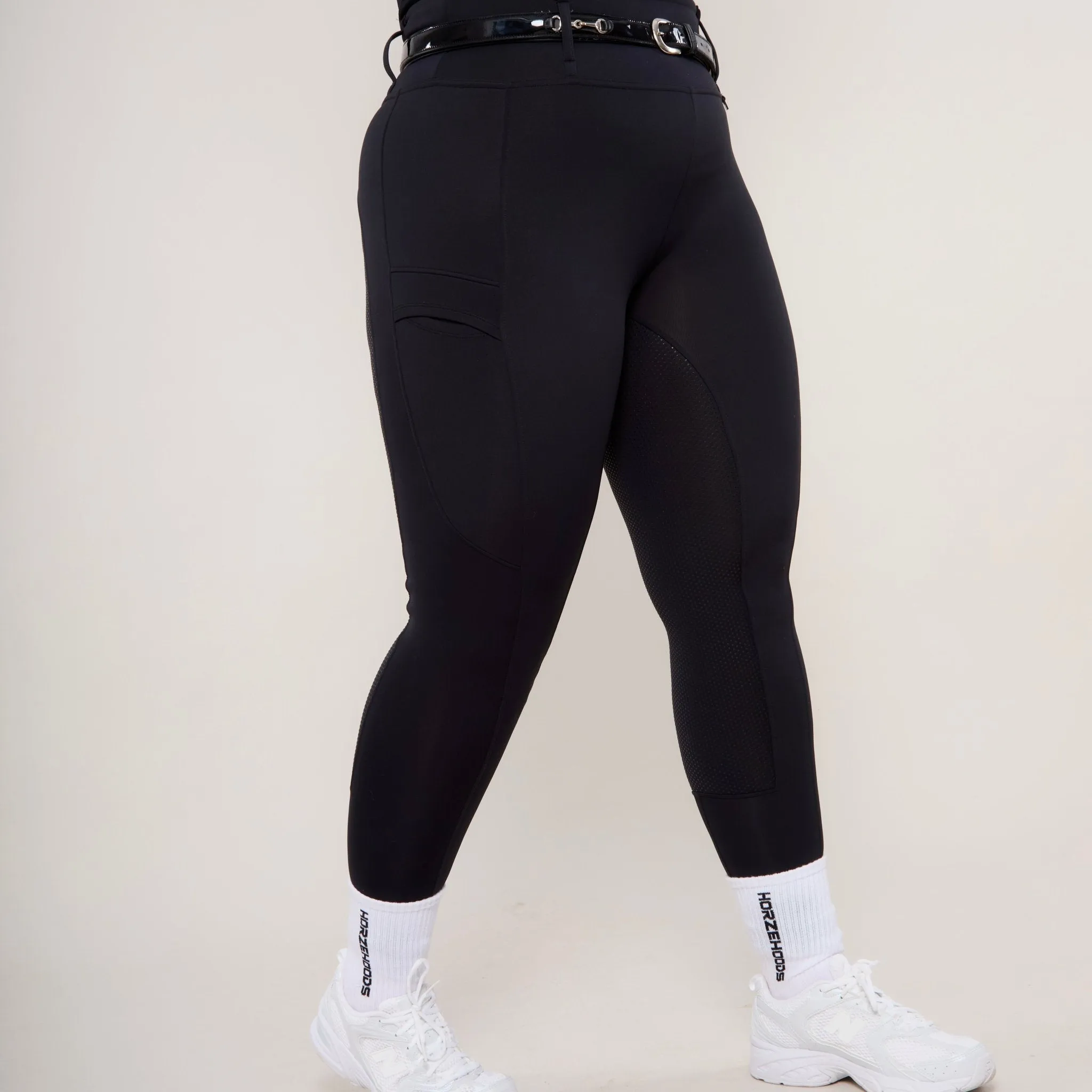 HORZEHOODS® Black Luxe Quick Dry Equestrian Riding Leggings