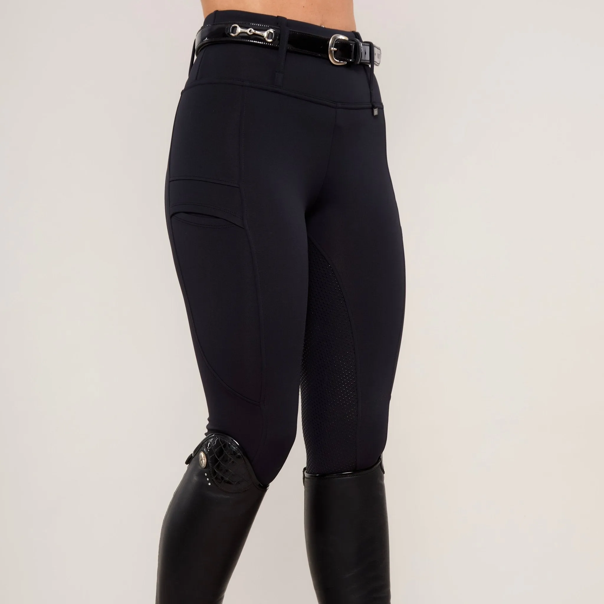 HORZEHOODS® Black Luxe Quick Dry Equestrian Riding Leggings