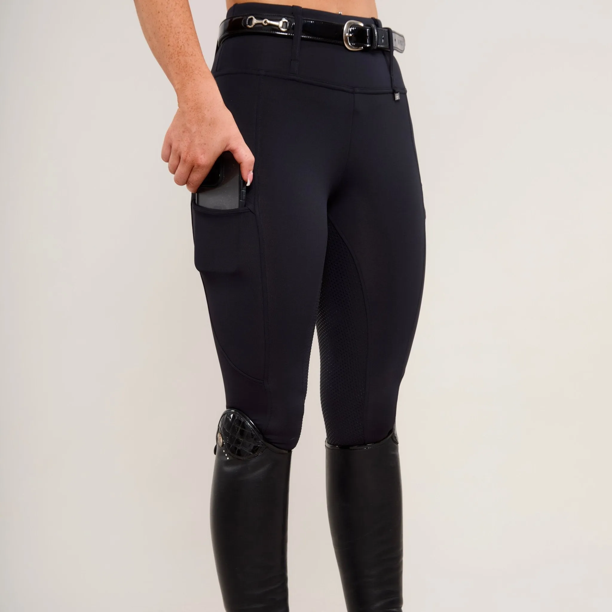 HORZEHOODS® Black Luxe Quick Dry Equestrian Riding Leggings