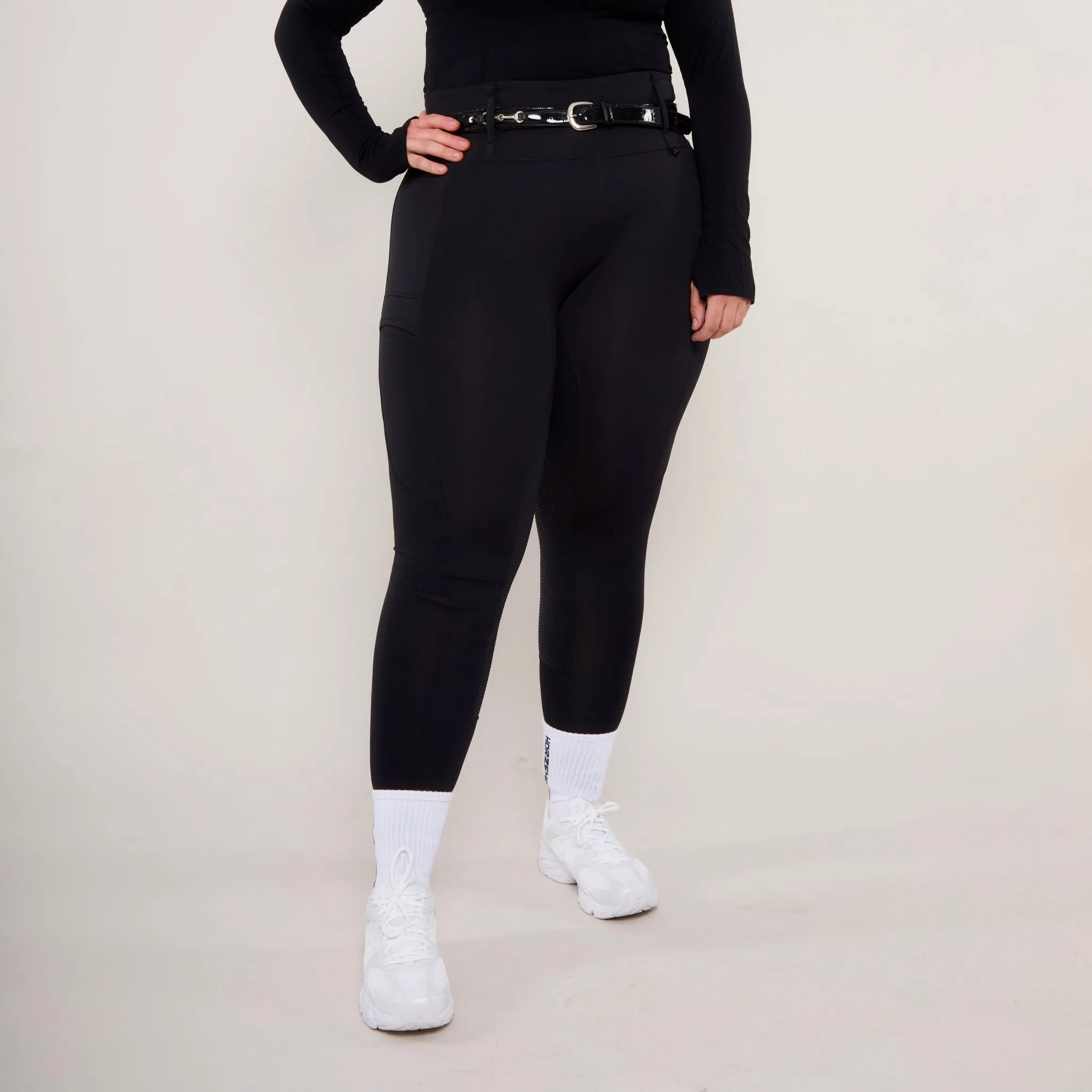 HORZEHOODS® Black Luxe Quick Dry Equestrian Riding Leggings