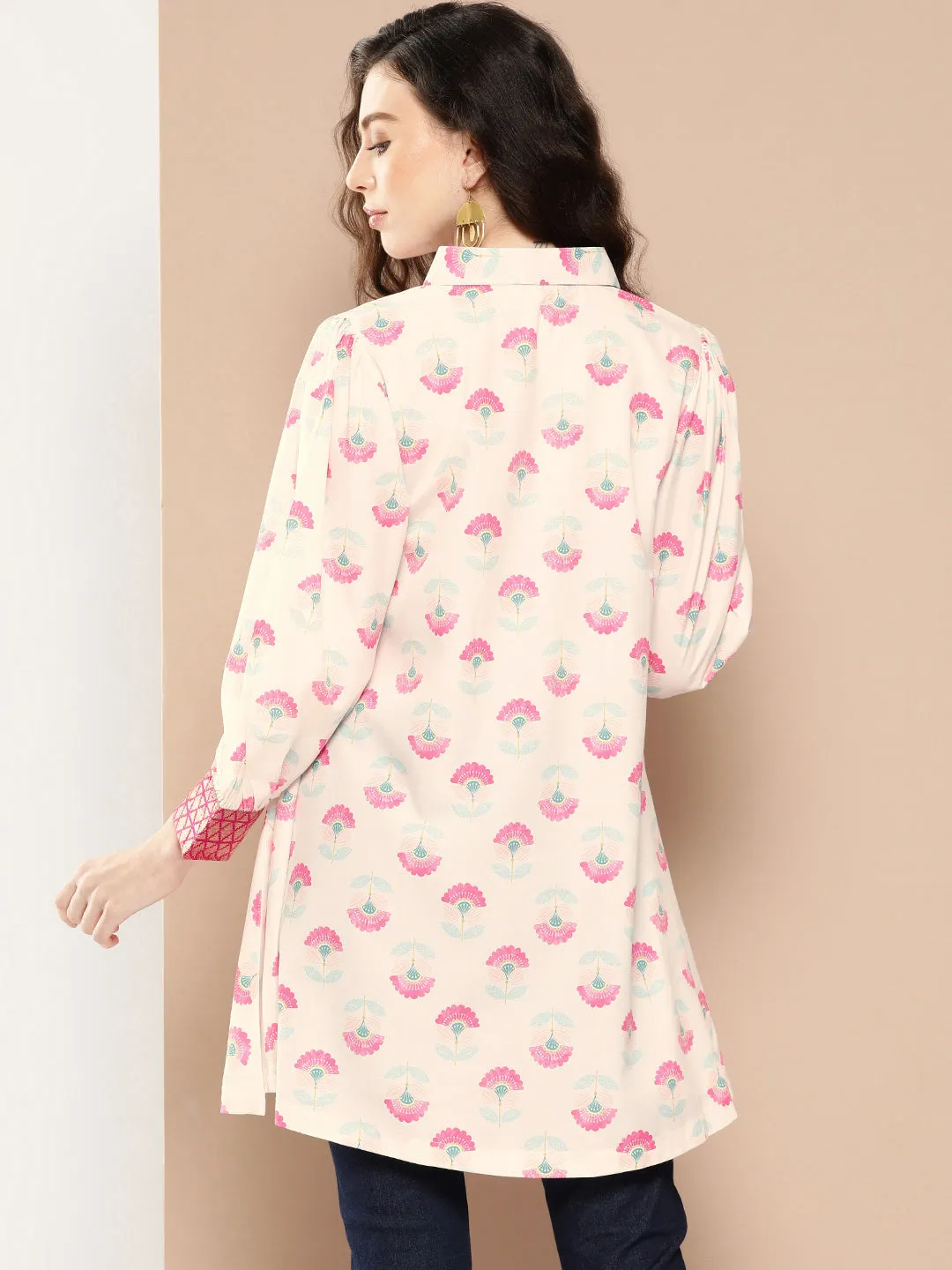 Jashvi Shirt Collar Printed Tunic