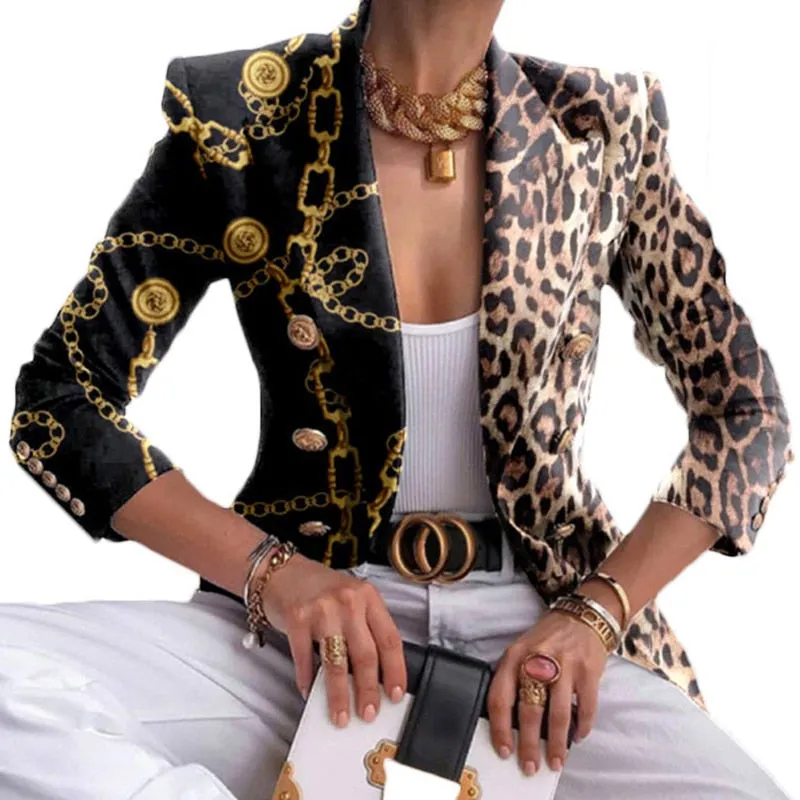 Joskaa Back To College Autumn Fashion Turn-Down Collar Women Outerwear Office Lady Elegant Butterfly Print Blazer Coat Spring Casual Long Sleeve Jacket