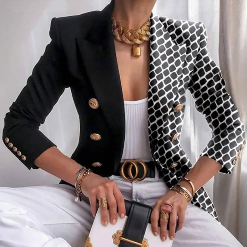 Joskaa Back To College Autumn Fashion Turn-Down Collar Women Outerwear Office Lady Elegant Butterfly Print Blazer Coat Spring Casual Long Sleeve Jacket