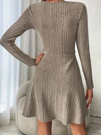 Joskaa Ribbed Scoop Neck Long Sleeve Sweater Dress